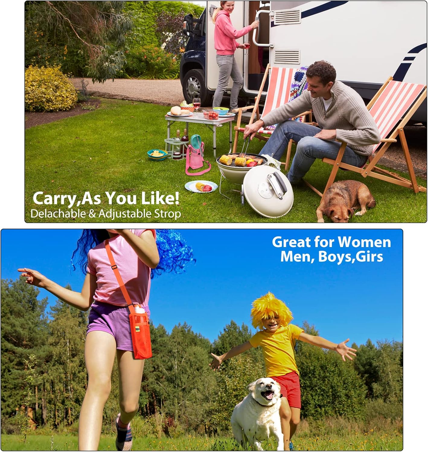 Tainehs Water Bottle Holder Carrier with Adjustable Shoulder Strap - Beach & Sports Bottle Bag for Hiking, Gym, Camping, Walking, Travel