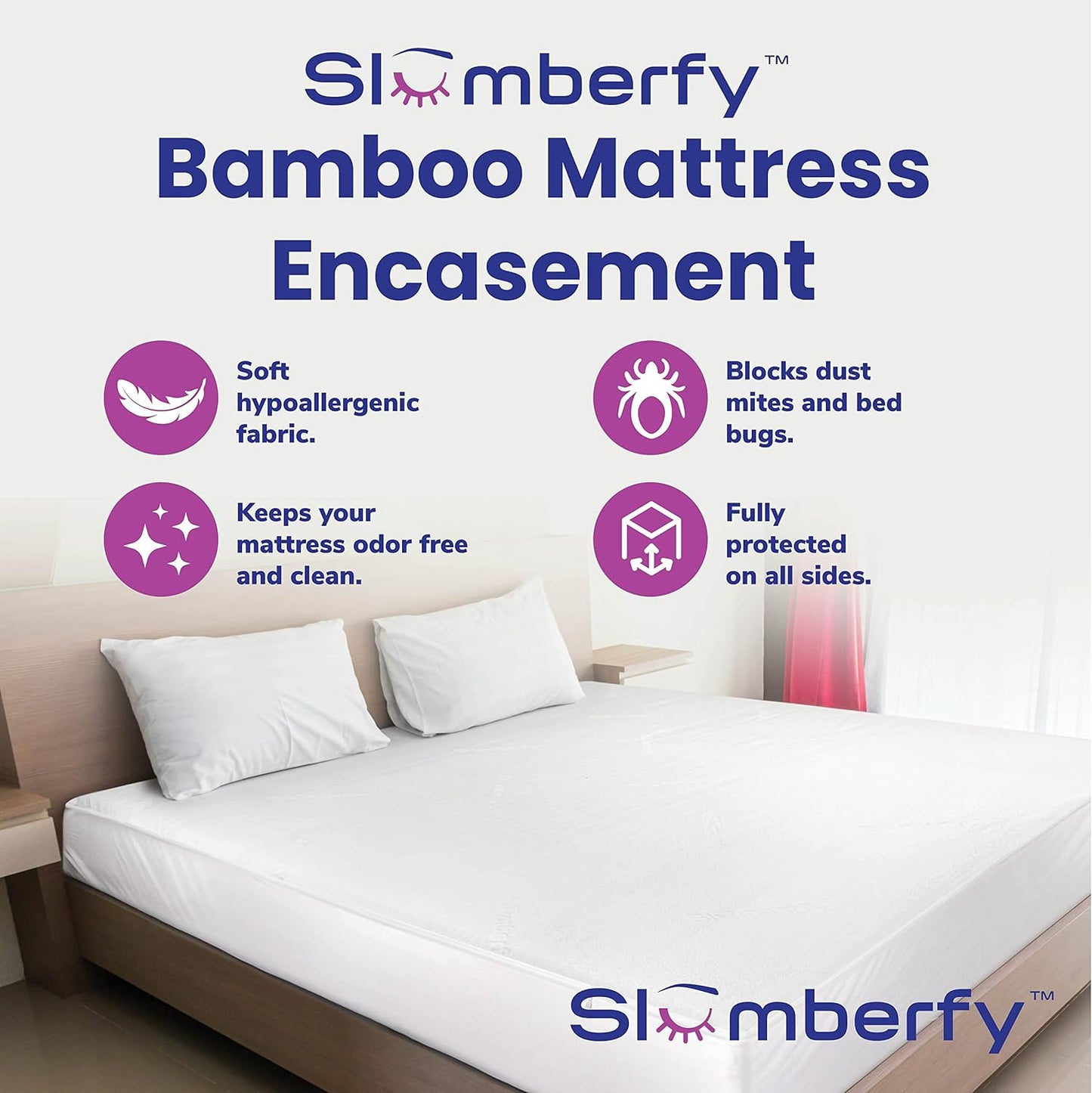 Twin XL Size Waterproof Viscose Made from Bamboo Mattress Encasement by Slumberfy - Premium Skin-Safe Mattress Protector with 360° EZ Zipper, Bed Bug, Zippered Encasement (39x80 in)