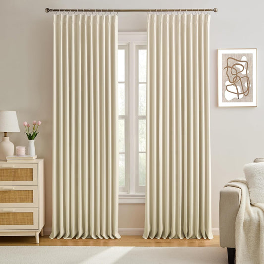 Cream Beige Room Darkening Privacy Curtains 84 Inches Long 72 Inch Wide Blackout Heavy Duty Curtains Patio Door Window Treatment Sound Reducing for Bedroom Living Room Home Office 72 x 84