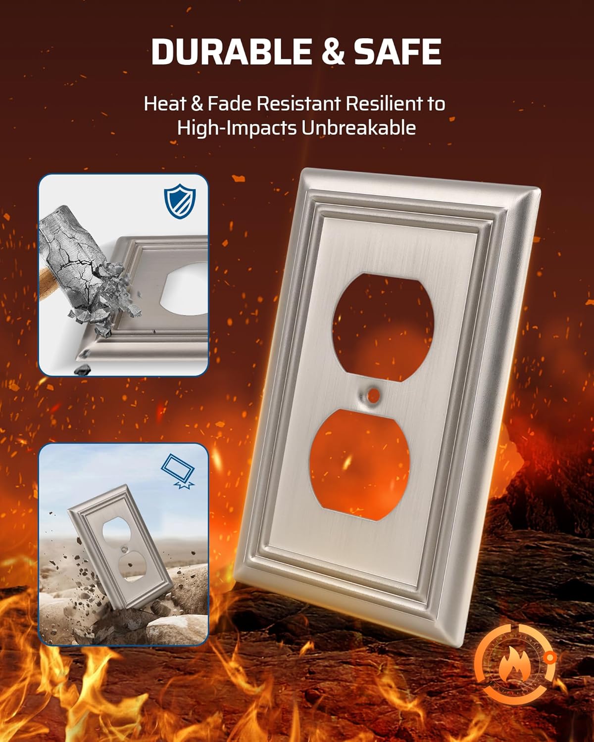 DEWENWILS 4-Pack Duplex Wall Plate, Metal Wall Outlet Cover for Receptacle, Light Switch, Brushed Nickel