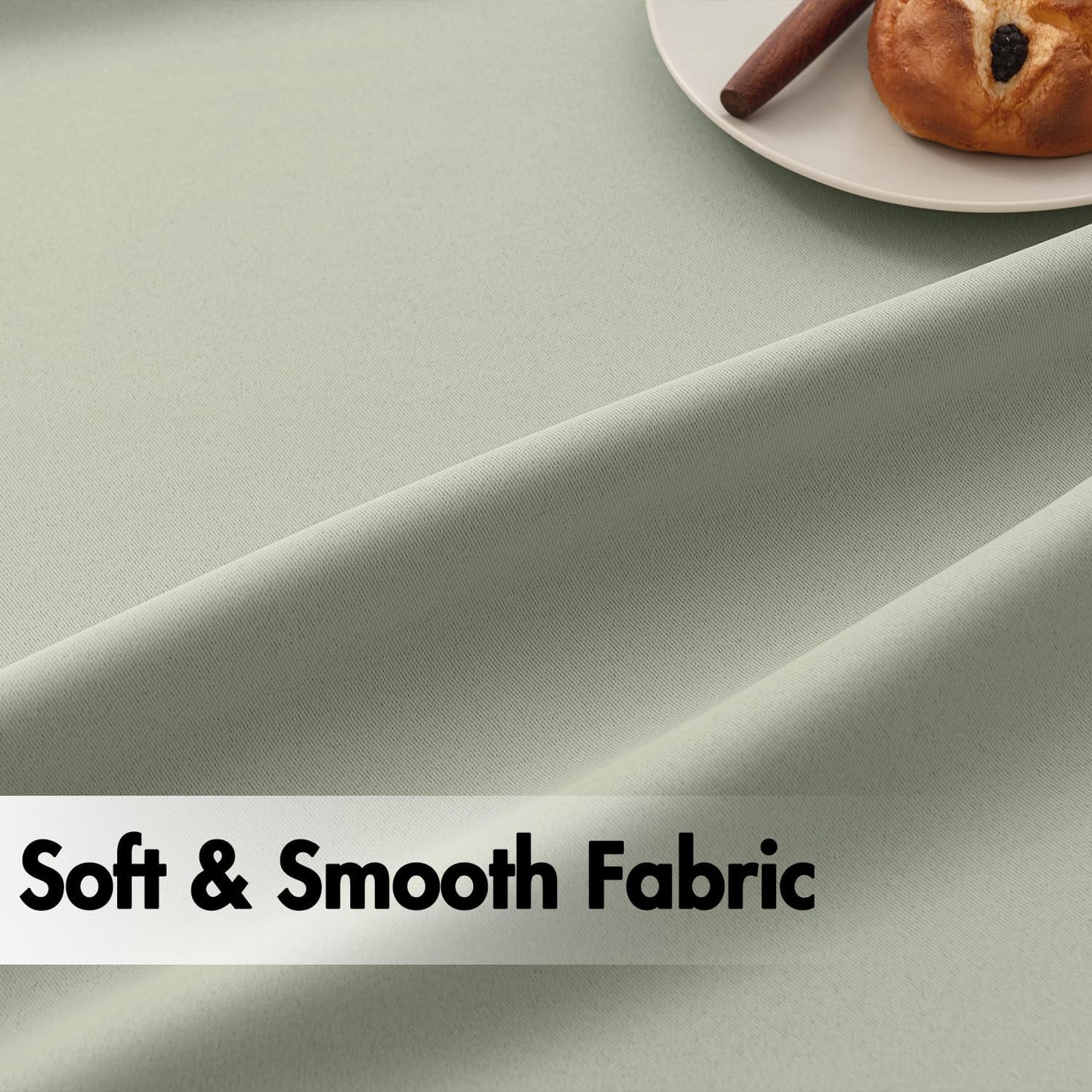 ANRODUO Sage Green Room Darkening Curtains 84 Inch Long 2 Panels Set Thermal Insulated Blackout Drapes with Hooks, Rings, Clips - Light Blocking & Soundproof, Soft Fabric Machine Washable