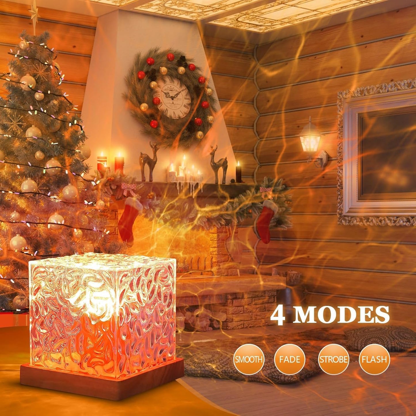 Ocean Lamp Water Light Projector - Water Ripple Projector Light Cube Aurora Northern Lights Wave Ripple Night Light for Bedroom (16 Colors)