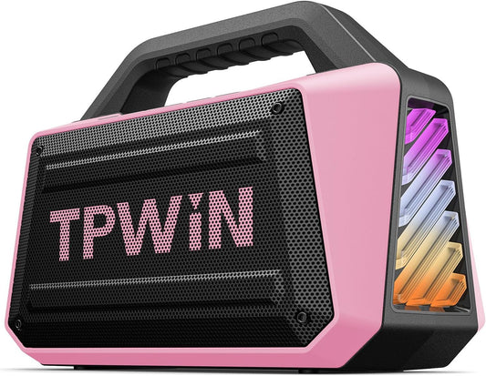 Wireless Bluetooth Speakers - Portable Speaker 80W Peak, 20H Playtime, Light Shows, Loud Speaker with Strong Bass, BT 5.3, TWS, IPX6 Waterproof for Home Travel Outdoor Beach Camping - Pink
