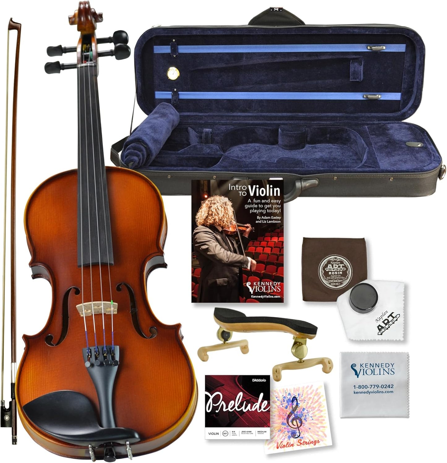 Bunnel G1 Violin Outfit 1/2 Size - Carrying Case and Accessories Included - Solid Maple Wood and Ebony Fittings By Kennedy Violins