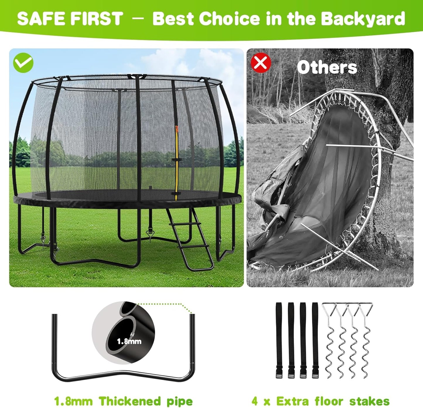 LotFun Kids Trampoline, 36 Inch Round, Indoor Outdoor with Basketball Hoop, 55 lb Weight Capacity