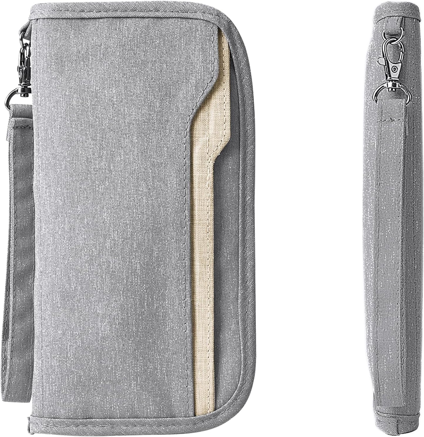 ZOPPEN Passport Holder Family RFID Passport Wallet, Passport Holder Women/Men, Travel Wallet Documents Organizer Zipper Case with Removable Wristlet Strap, Travel Essentials for Flying