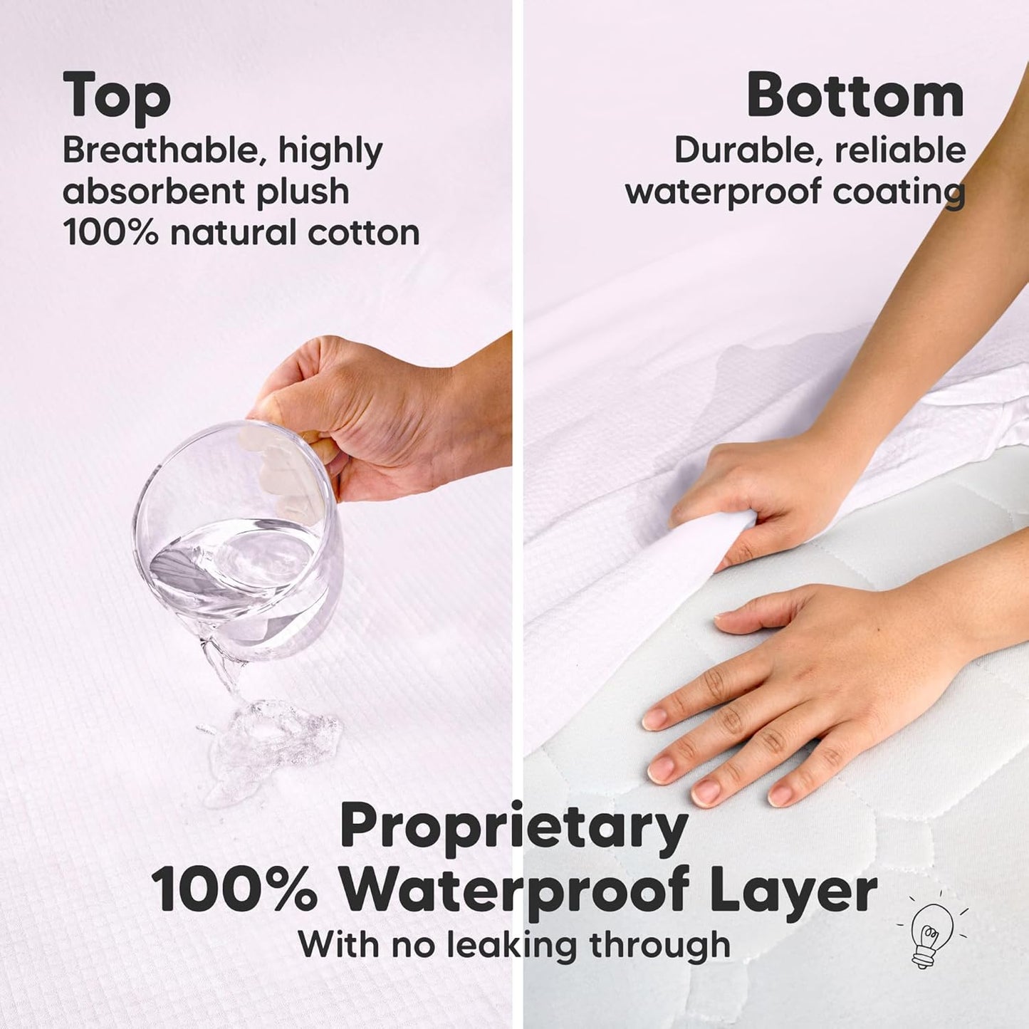 Waterproof Crib Mattress Protector Cover Fitted - 2-Pack Quiet Baby Crib Mattress Pad Sheets, 52" x 28" Soft Quilted Cotton Baby Sheet, Machine Washable, Easy Fit, Durable (Lilac/Quin)