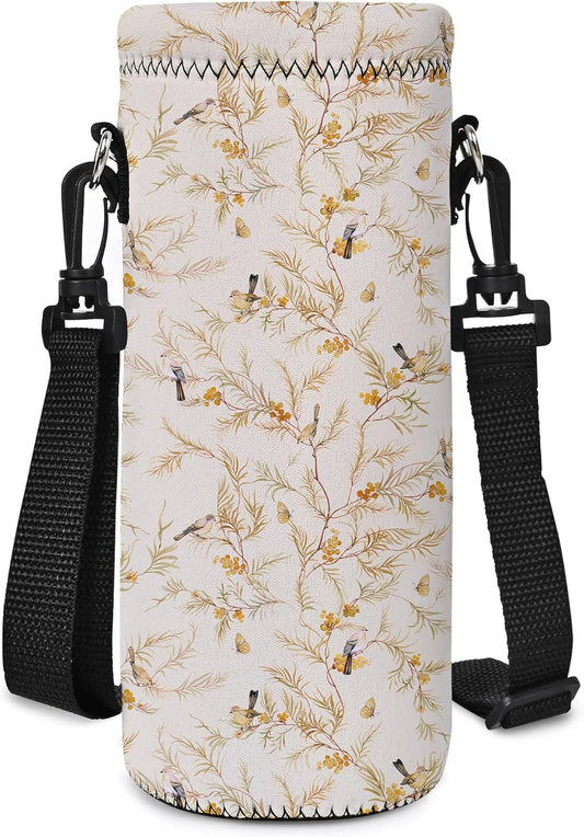RICHEN Neoprene Water Bottle Carrier Bag with Adjustable Shoulder Strap,Insulated Water Bottle Cover for Stainless Steel/Glass/Plastic Bottles