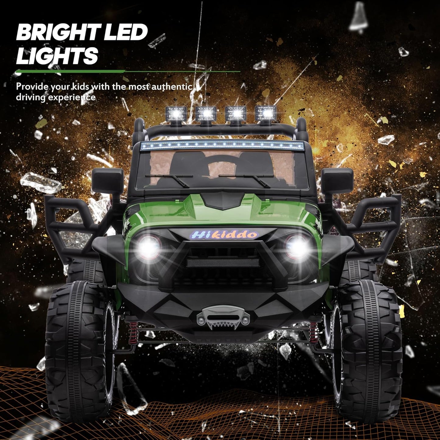 24V 9Ah Ride on Toy for Big Kids, 4x4 2 Seater Ride on Car Truck w/Remote Control, 4x200W Motors - Green