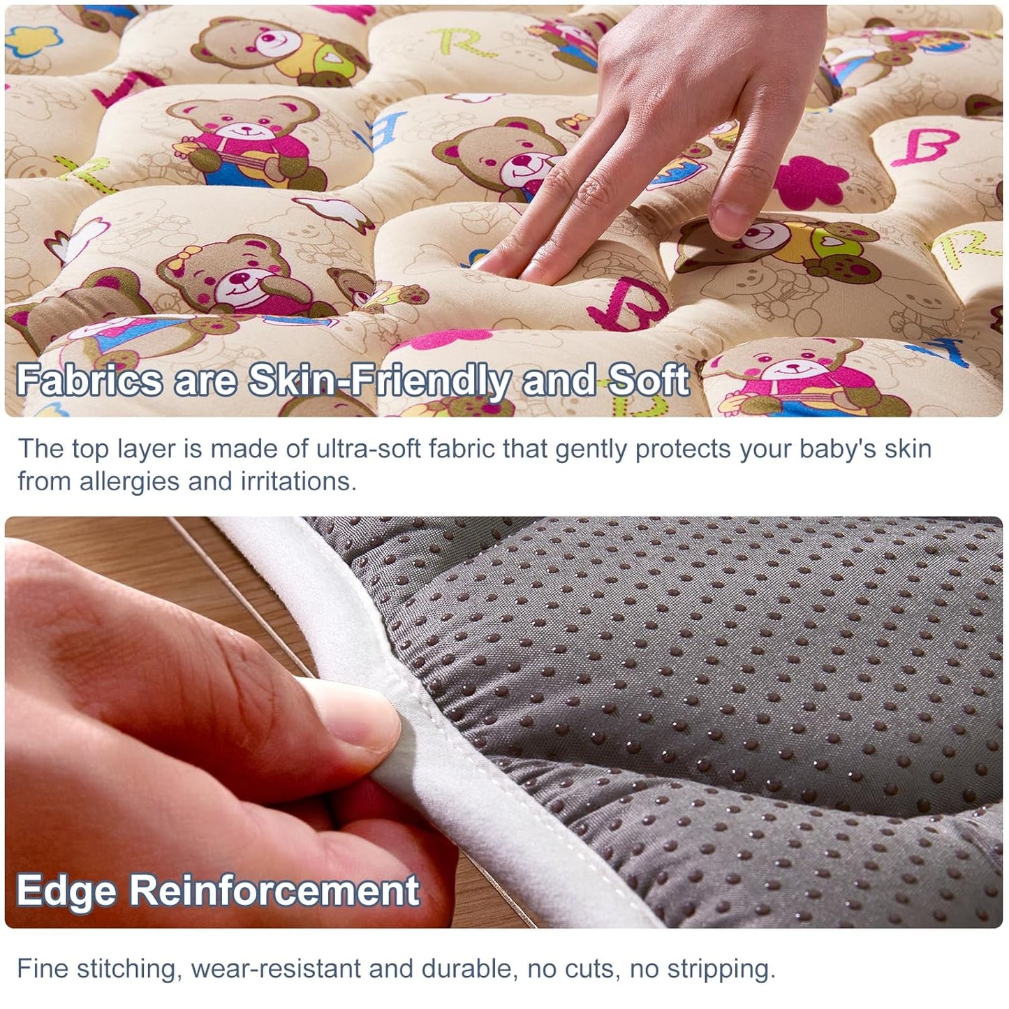 Vibe Bear Baby Play Mat - 79" X 63",Premium Thicker Foam One-Piece Crawling Mat, Extra Large Anti-Slip Activity Playmat for Babies, Toddlers & Infants