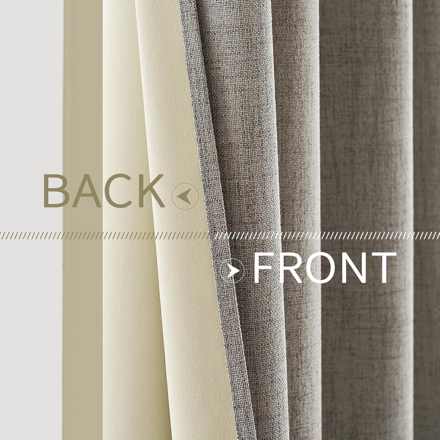 MIULEE Linen Texture Curtains for Bedroom Solid 100% Blackout Thermal Insulated Linen Curtains Grommet Room Darkening Drapes for Living Room Nursery 52x84 Inch (2 Panels)
