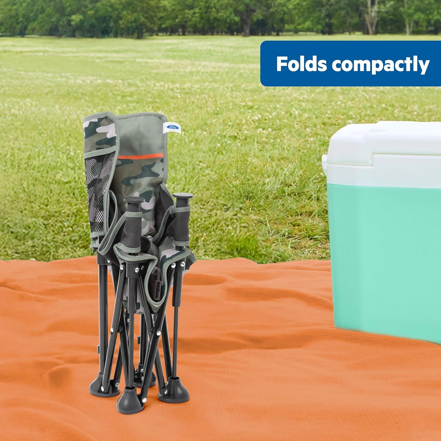 Ford Bronco Pop 'N Sit Portable Booster Chair by Bright Starts, Floor Seat, Indoor/Outdoor Use, Compact Fold, Camo Print, 6 Mos - 3 Yrs