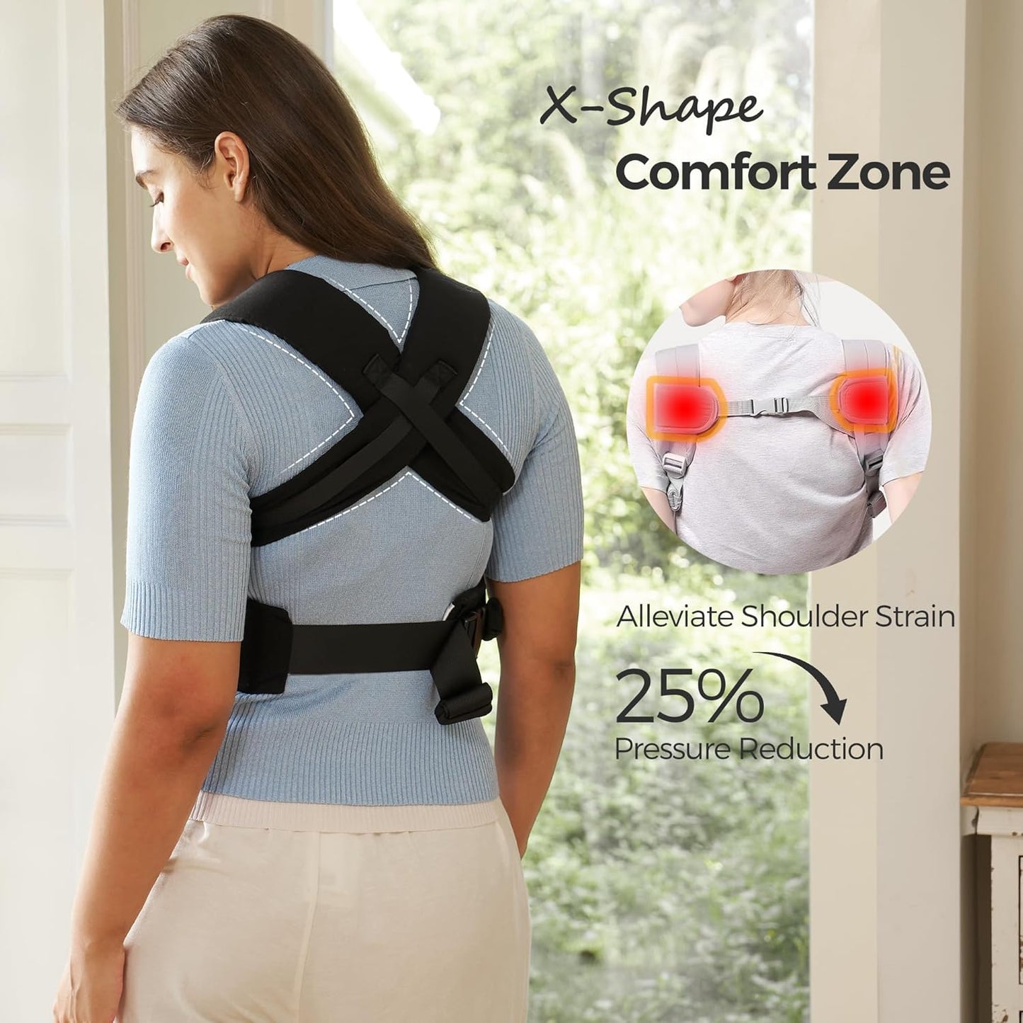 Momcozy Newborn Carrier WeeSnug- Lightweight and Cozy Comfort for 7-25 lbs, Ergonomic Cross-Back Support, Effortless to Put On, Hands-Free Baby Carrier with Lumbar Support, Black