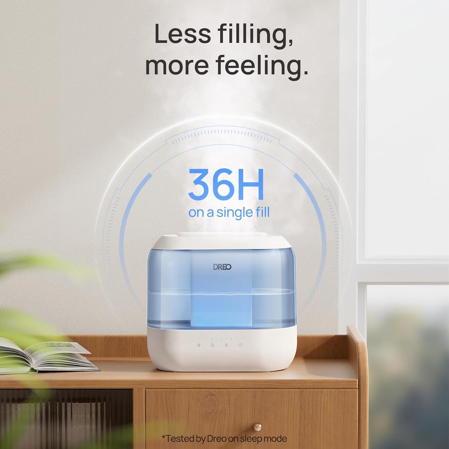 Dreo Humidifiers for Bedroom, Top Fill 4L Supersized Cool Mist Humidifier with Oil Diffuser and Nightlight, 36H Runtime, Quiet Ultrasonic Humidifiers for Home, Large Room, Baby Nursery and Plants