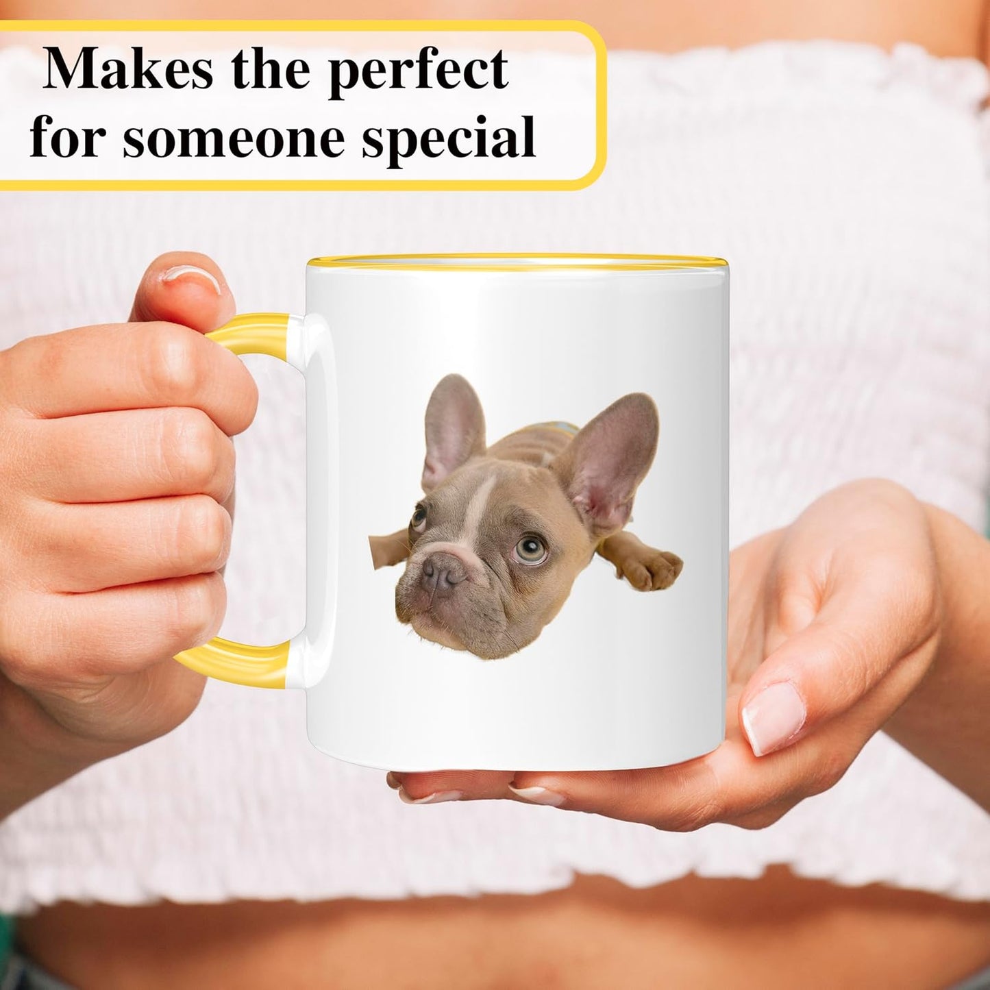 Personalized Mother's Day Coffee Mug, Custom Mum Photo Text 11 Oz Ceramic Mug, Customized Mom Gift Idea Picture Name Cup, Taza Cafe Personalizadas Fotos, Cute Gifts Mom Women Dad Men, Yellow