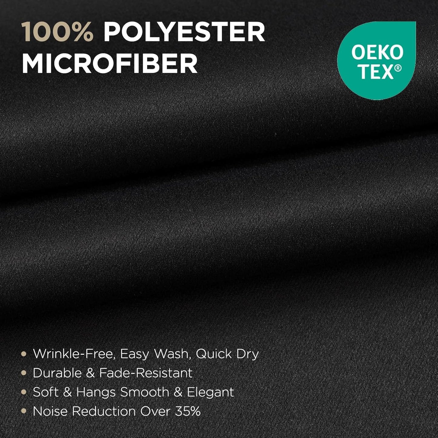 Joydeco Blackout Curtains 63 Inch Length 2 Panels Set, Thermal Insulated Long Curtains& Drapes 2 Burg, Room Darkening Grommet Drapes for Living Room Bedroom Window (W52 x L63 Inch, Black)