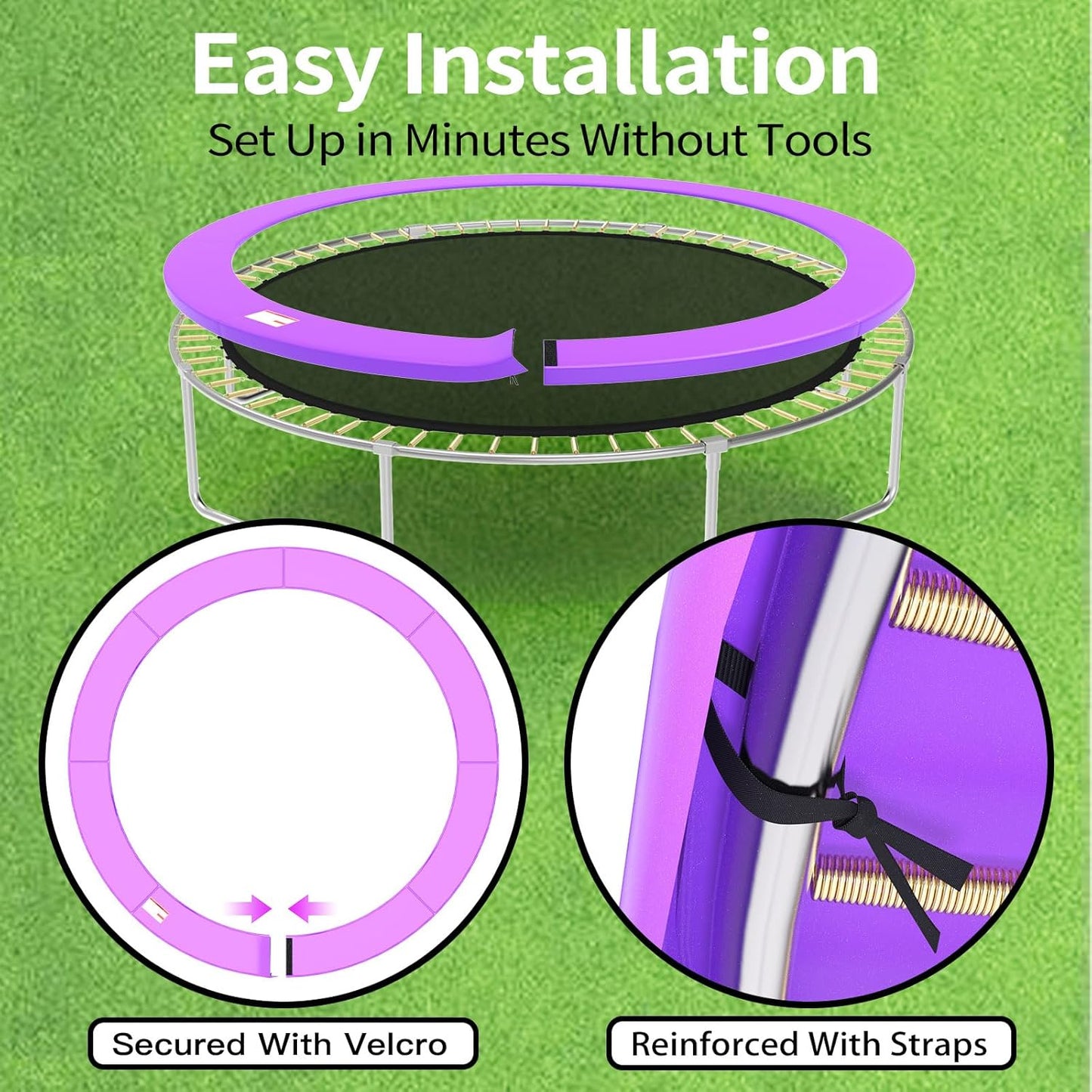 16FT/15FT/14FT/12FT/10FT Trampoline Safety Pad Replacement, Round Trampoline Spring Protection Cover, Fits 16FT/15FT/14FT/12FT/10FT Frames, Water-Resistant Trampoline Accessories