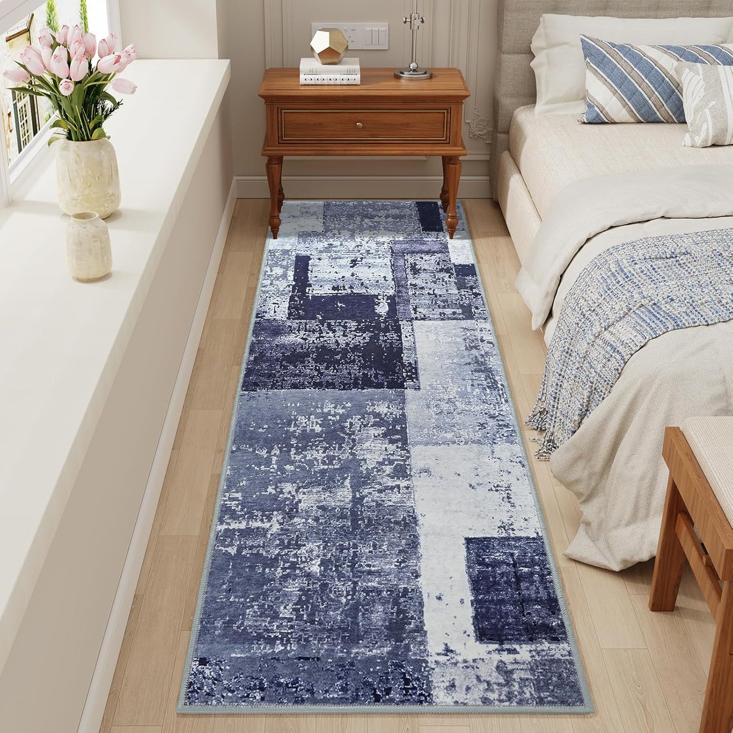 LOCHAS Washable Runner Rugs for Hallway, 2x6 Non Sip Soft Rug for Bedroom Entryway Kitchen Laundry Room, Long Abstract Carpet for Indoor Floor Bedside, Geometric Vintage Home Decor, Pet & kid Friendly