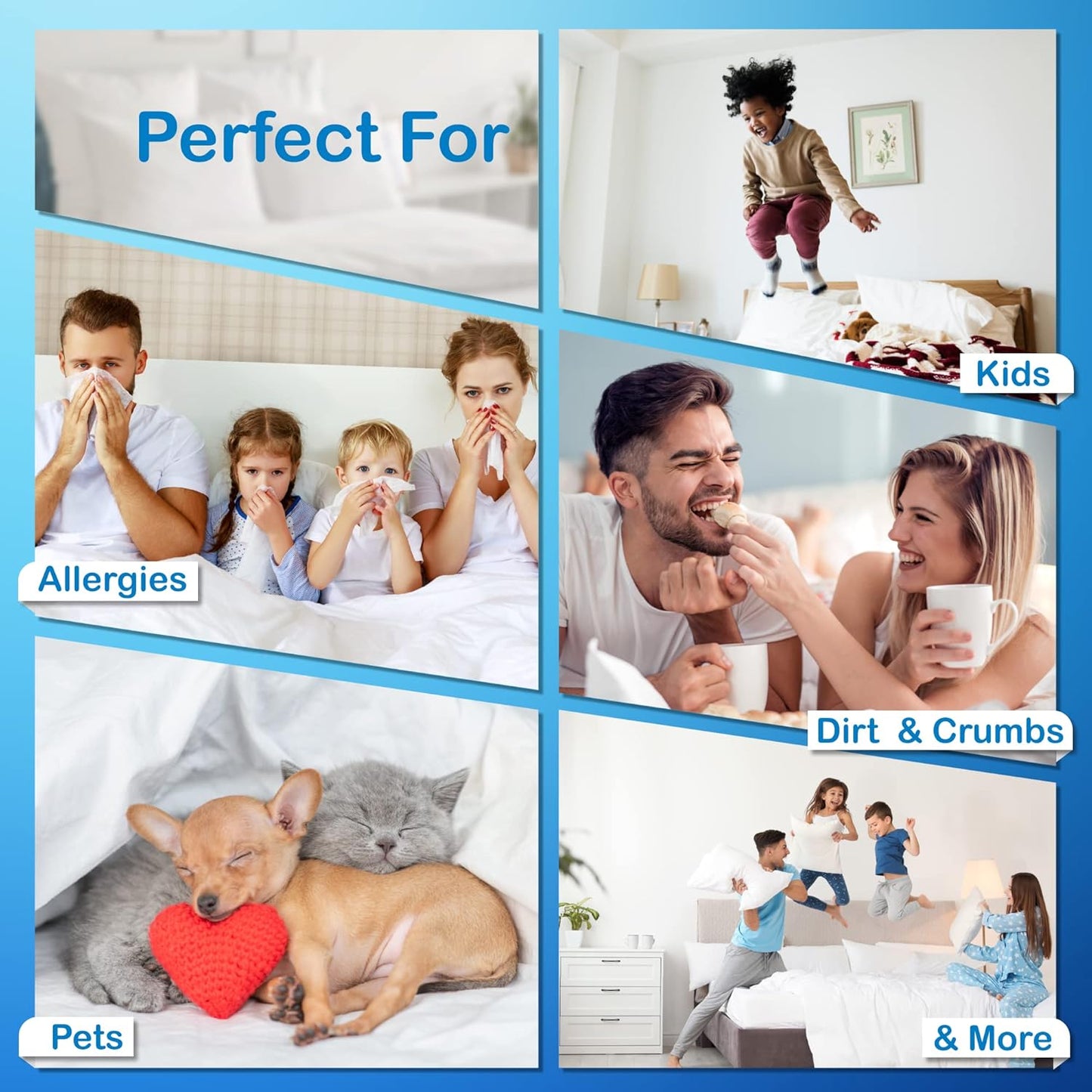 National Allergy Superior 100% Cotton Queen Mattress Protector Zippered - 60" x 80" x 12" - Hypoallergenic Bed Encasement - Breathable Dust Proof Cover - AAFA & Oeko-TEX Standard 100 Certified