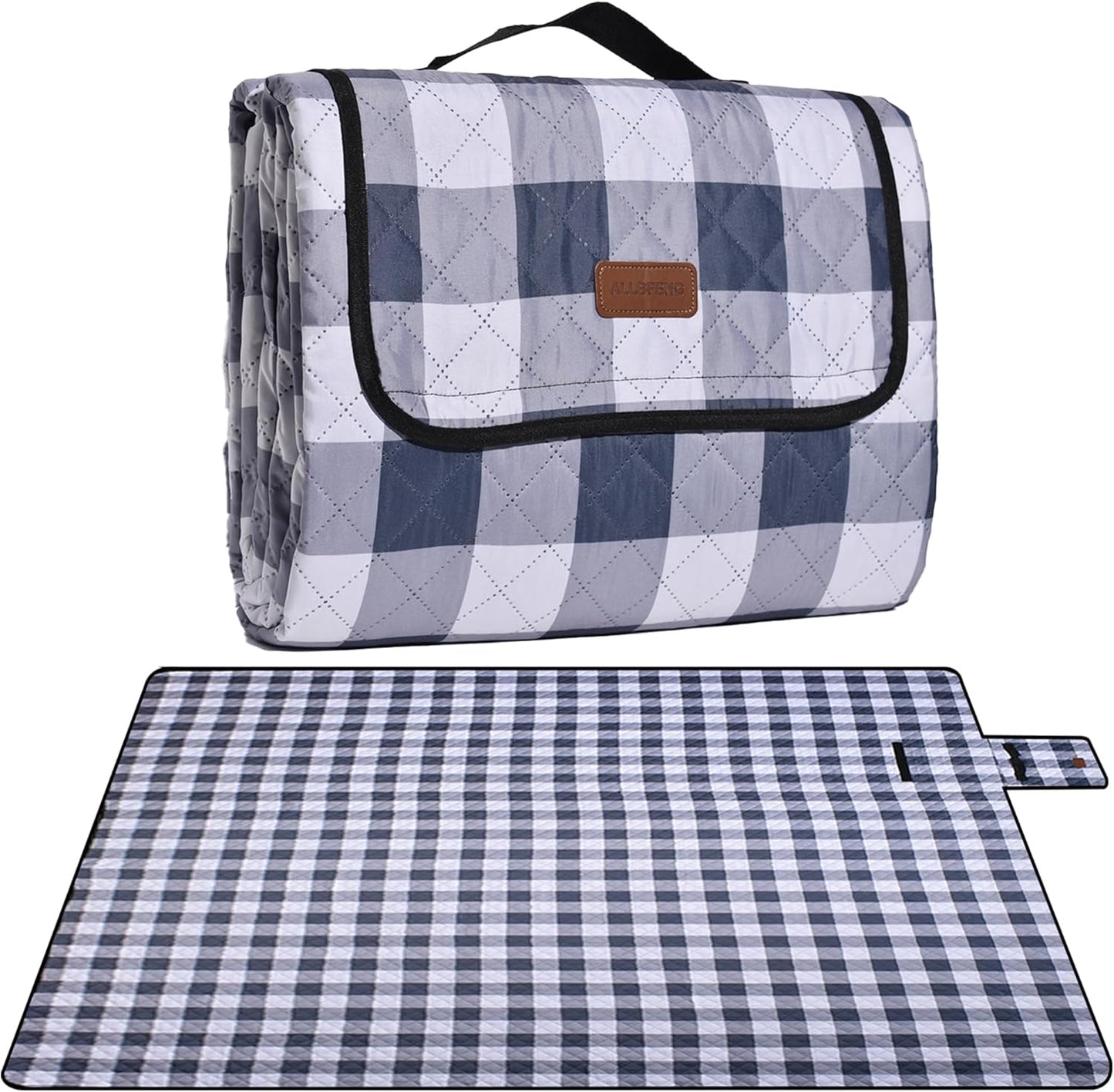 Extra Large Picnic Blanket 80''x 80'' Waterproof Foldable Picnic Mat for Beach, 5-Layer Outdoor Blanket for 6 to 8 Adults,Camping Grass Lawn Park Accessories Couple Park Wedding Registry(Grey)