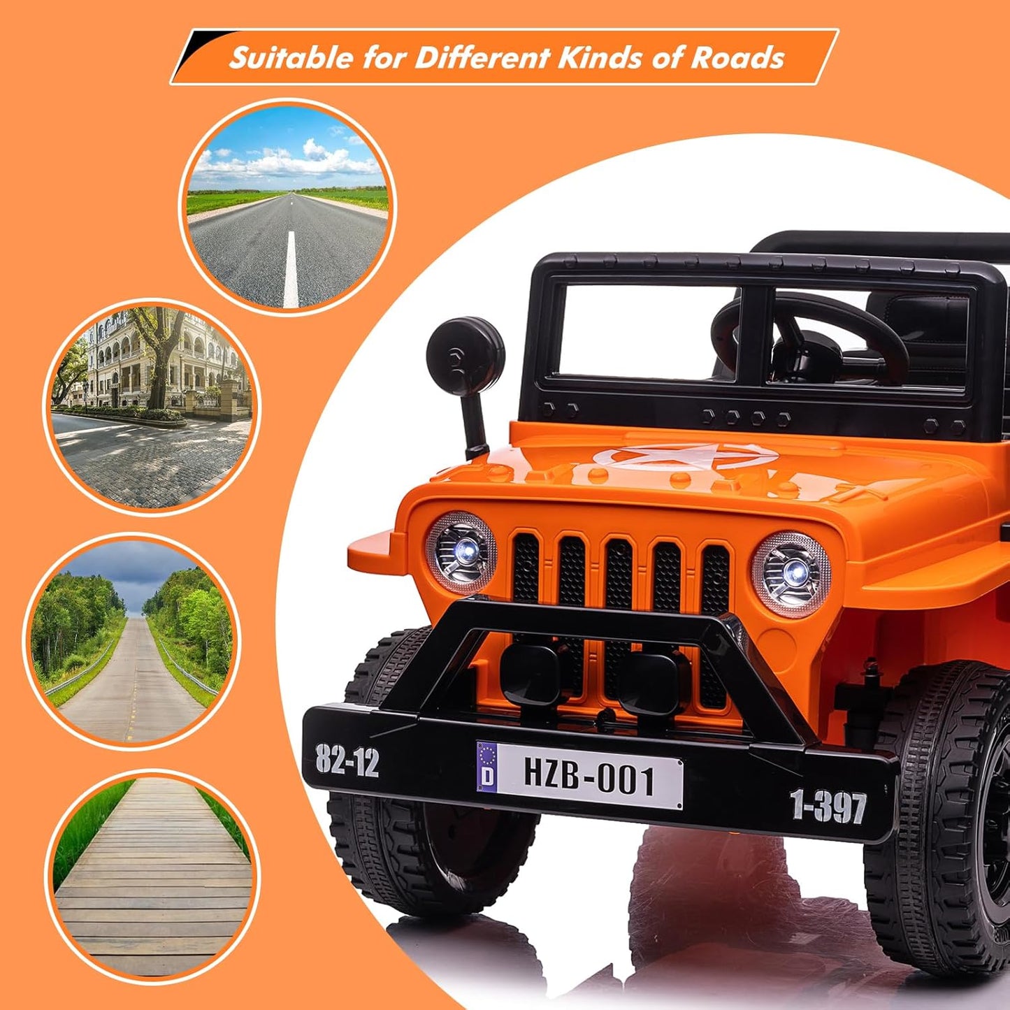 Ride on Truck Car, 12V Electric Ride on Car with Remote Control, MP3, LED Lights, Suspension System, Double Doors, Safety Belt, Ride-on Toy for Kids Aged 3-8 Years