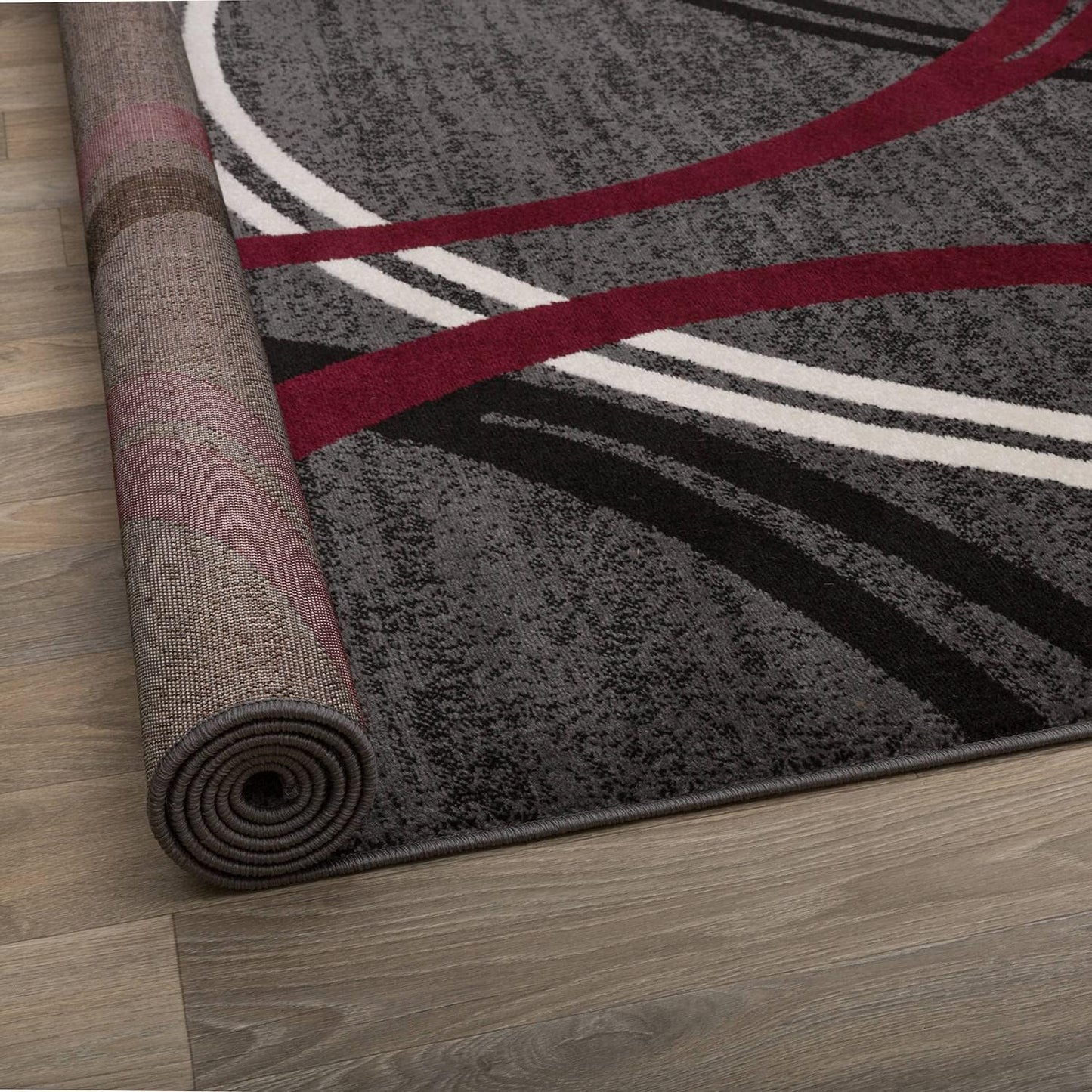 Rugshop Modern Wavy Circles Design Area Rug 10' x 14' Red