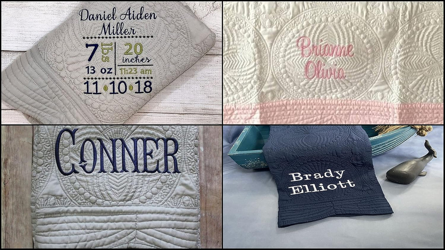 Personalized Baby Blanket Quilt | Monogrammed Blankets for Boys and Girls | Embroidered Baby Gifts | Rhino