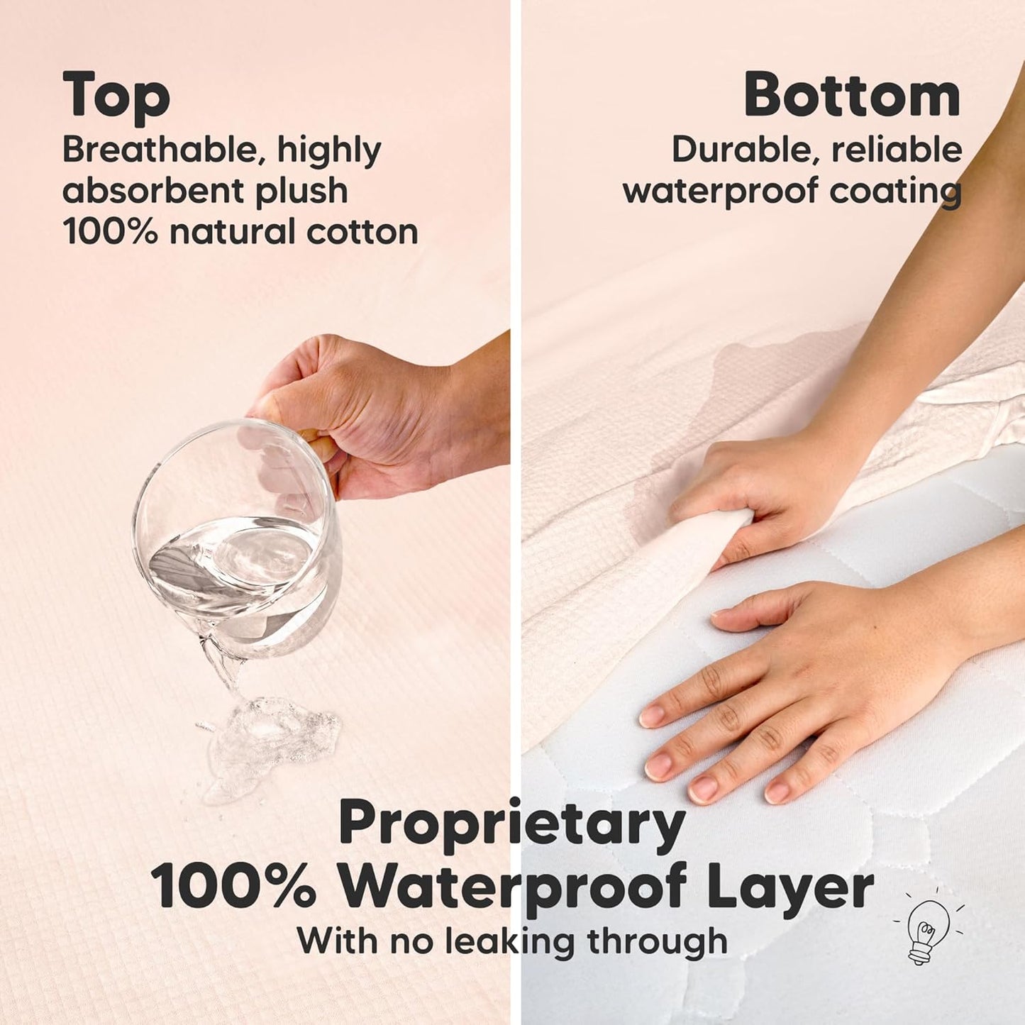 Waterproof Crib Mattress Protector Cover Fitted - 2-Pack Quiet Baby Crib Mattress Pad Sheets, 52" x 28" Soft Quilted Cotton Baby Sheet, Machine Washable, Easy Fit, Durable (Mist Rose/Quin)