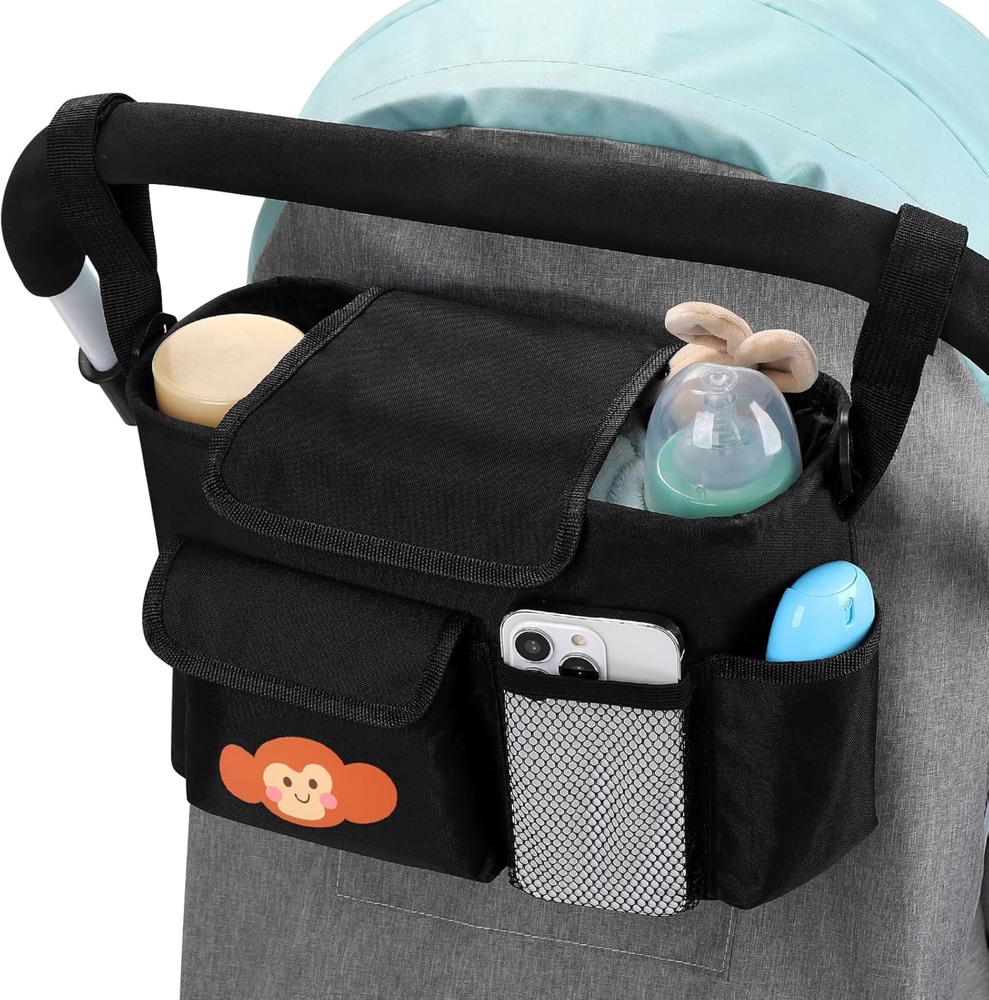 Accmor Universal Stroller Organizer with Cup Holder and Shoulder Strap, Stroller Bag Caddy Organizer Stroller Accessories for Uppababy, Baby Jogger, Nuna, Doona, Britax Strollers