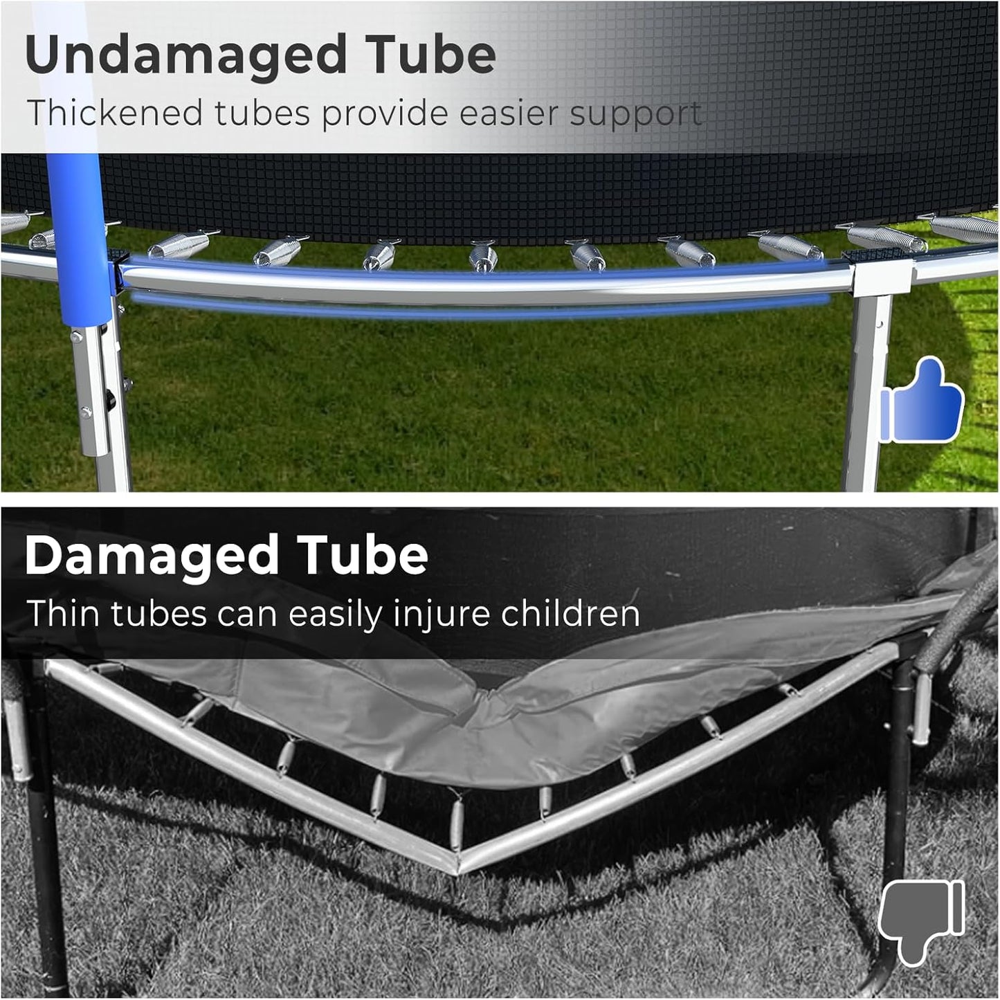 Upgraded 10/12/14/15/16FT Trampoline Outdoor, Large Kids Trampoline with Light, Stakes, Sprinkler, Backyard Trampoline with Basketball Hoop and Net, Capacity for 4-6 Kids and Adults