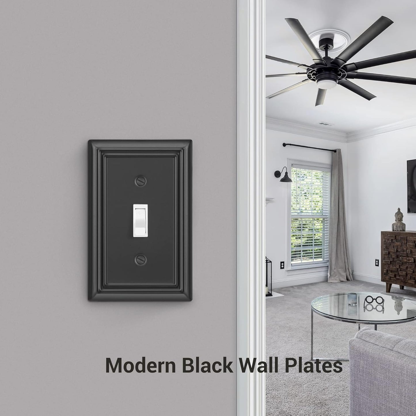 DEWENWILS 4-Pack Toggle Wall Plates, Metal Light Switch Cover with Black Finish, Heavy Duty Face Plates for Home Decor