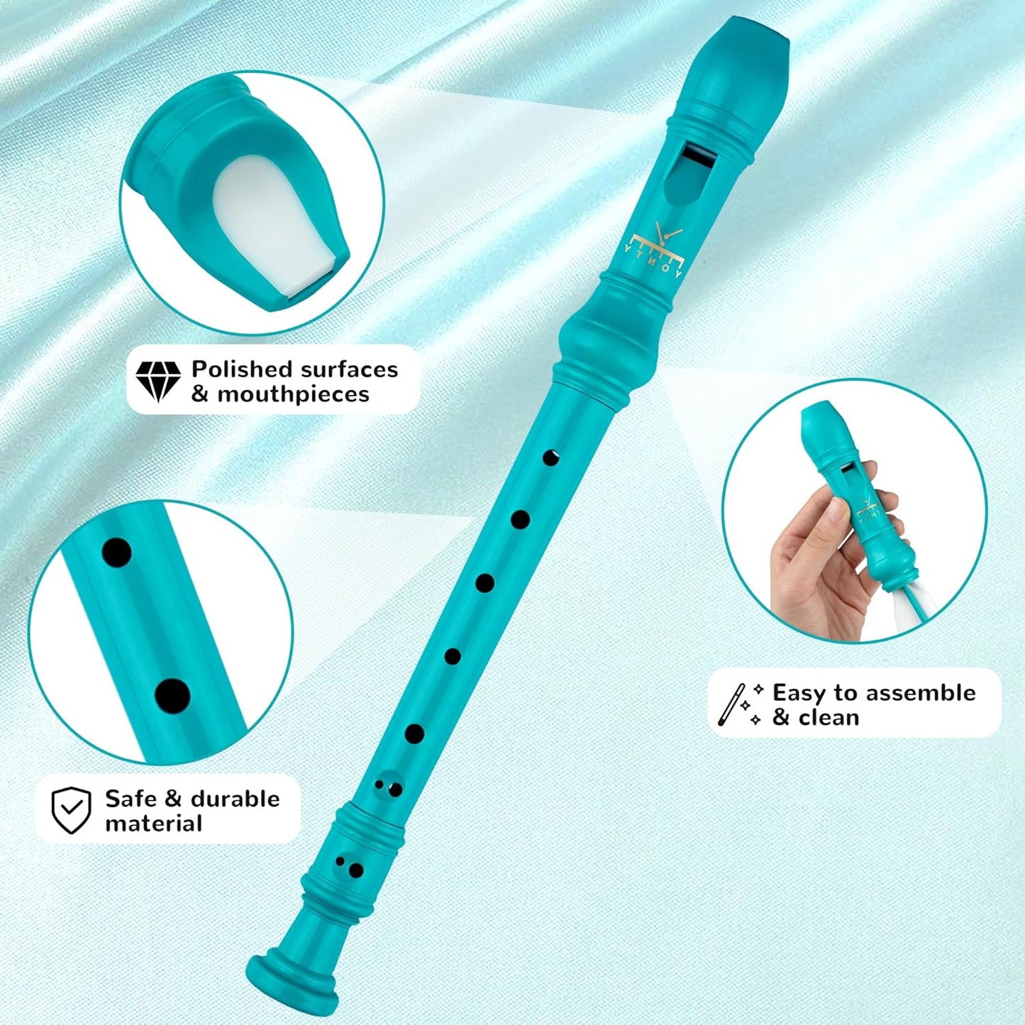 Soprano Recorder 8-Hole Instrument for Kids Beginners, Baroque Style C Key Kids Flute with Cleaning Rod & Case Bag for School Education Home Entertainment - Deep Green