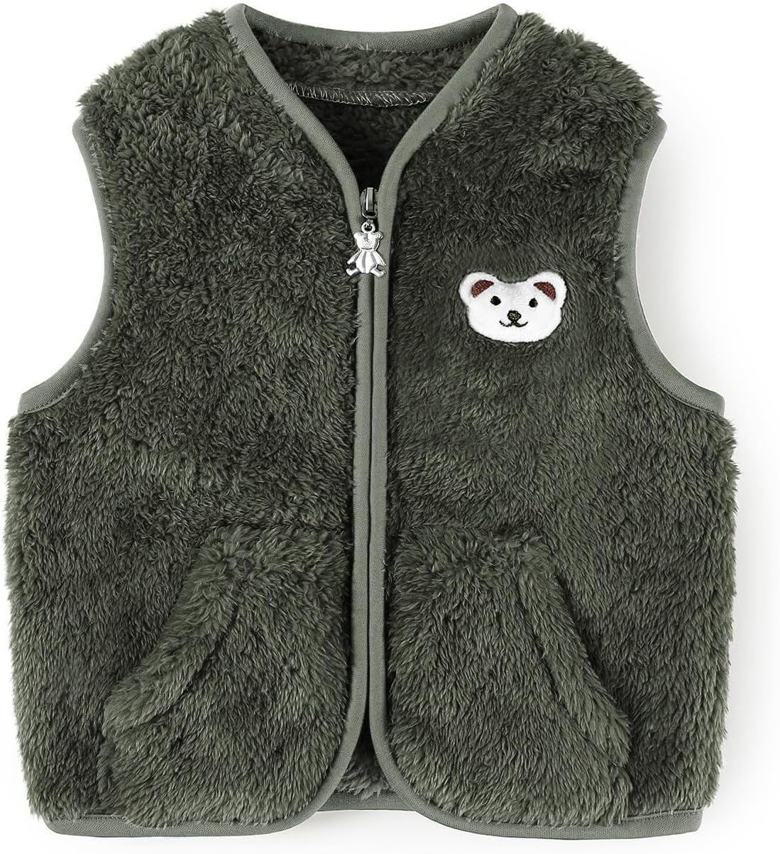 Baby Boys Girls Fleece Vest Zip Up Cute Bear Jackets Fuzzy Fall Winter Warm Clothes Newborn Outwear for Toddler Infant