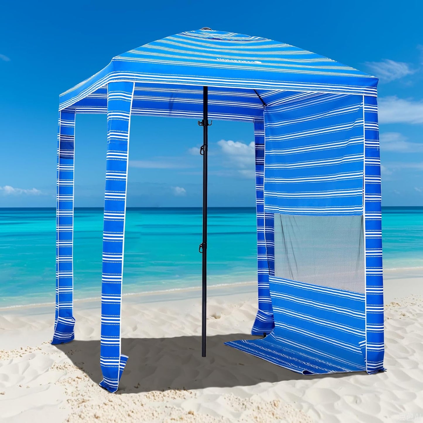 HOMEDEMO Beach Canopy UPF 50+, 6'×6', Easy Set up and Take Down Tent with Sand Pockets, Side Wall Shade Wind Waterproof for Kids, Family & Friends