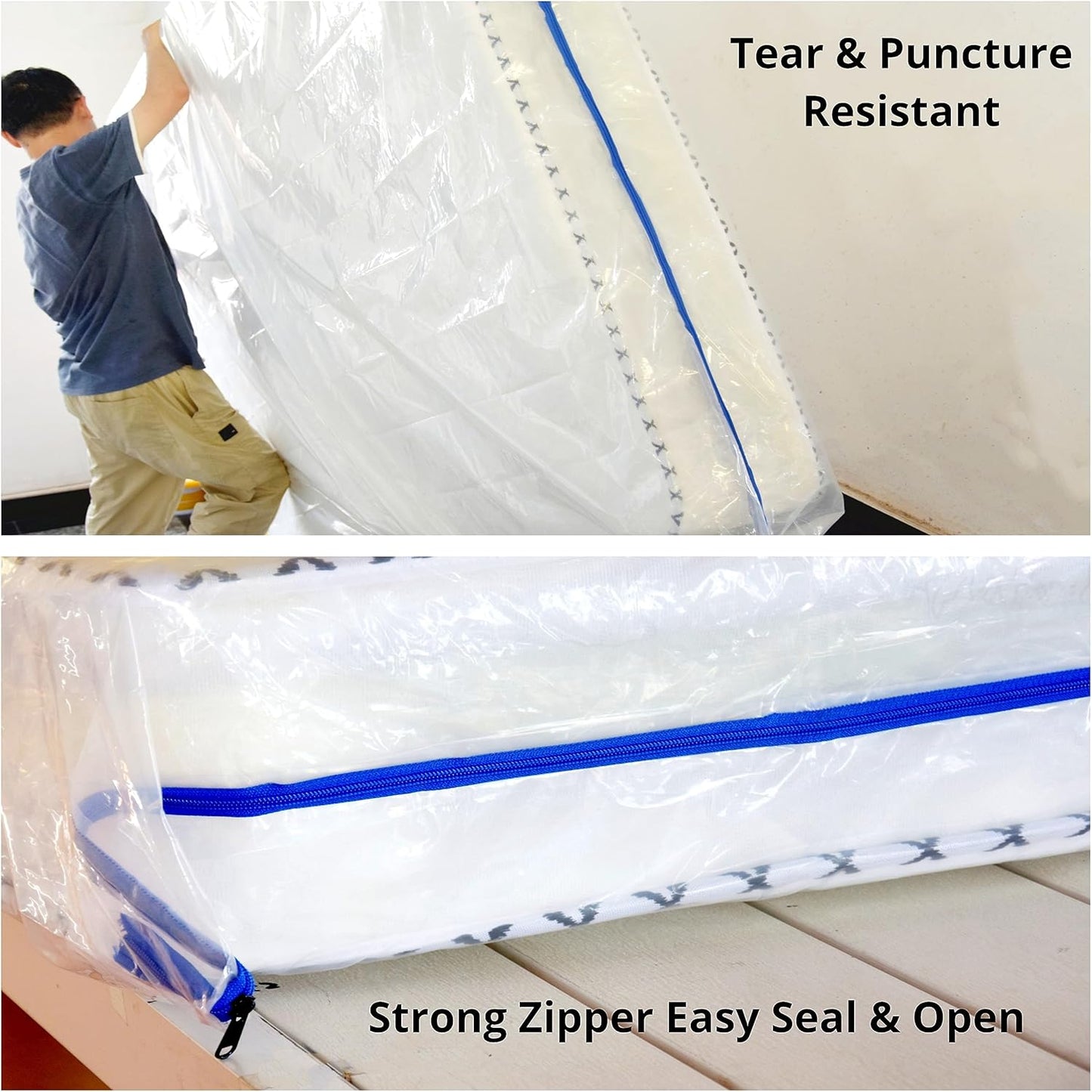 2 Pack Twin Mattress Bags for Moving and Storage-5 Mil Zipper Plastic Waterproof Mattress Storage Bags