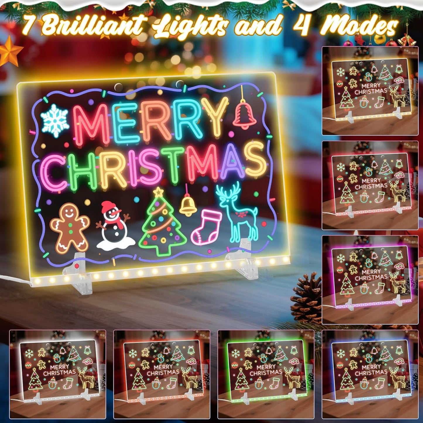 Lumiboard Led Drawing Board with 7 Colors,14"X10" Acrylic Dry Erase Board with Light, Include Adapter, Hanging Chain, Led Drawing Board for Kids with Stand,Birthday and Christmas Gifts for Kids