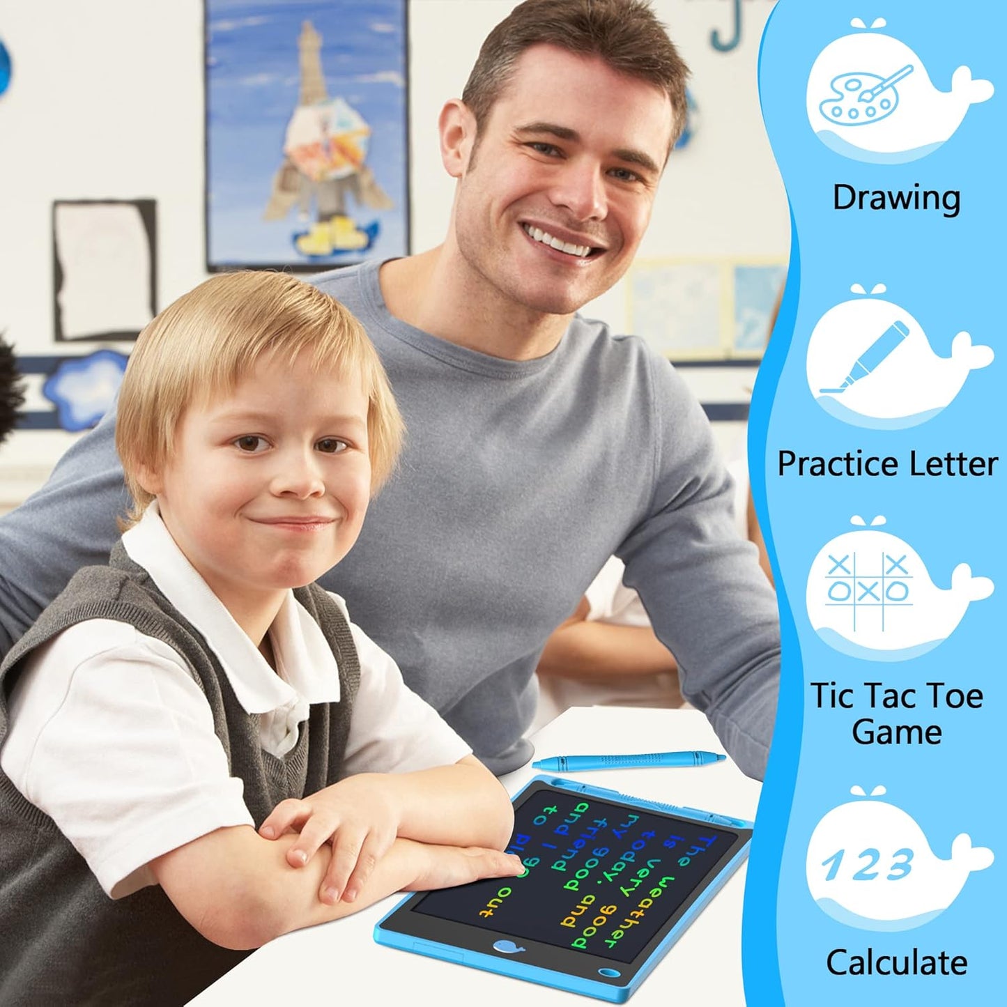 Hockvill LCD Writing Tablet for Kids 8.8 Inch, Toys for Girls Boys Drawing Pad for 3 4 5 6 7 Year Old Kids Toys, Children’s Day Gift Toddler Doodle Board Travel Essentials, Birthday Gift for Children