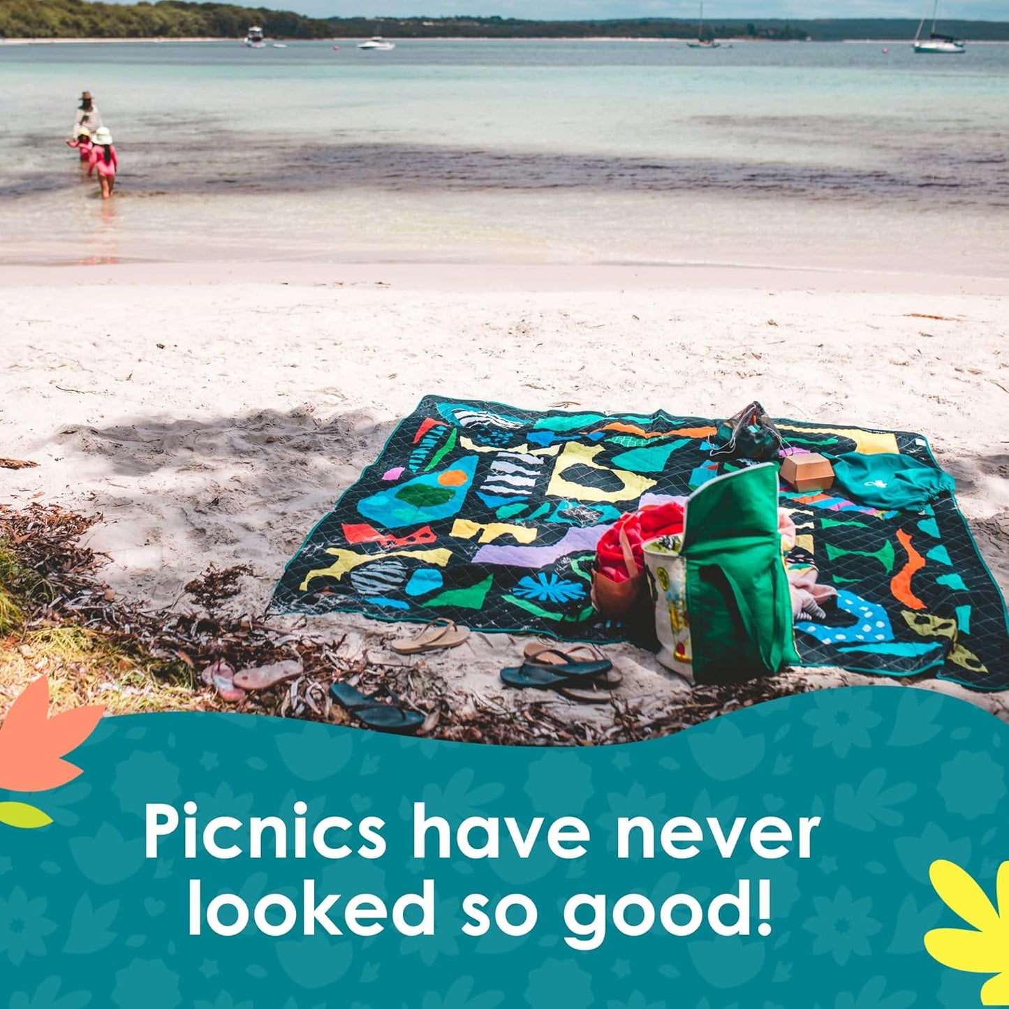 Jumbo Picnic Rug, Large Picnic Mat, 6'7" x 6'7", Outdoor Waterproof Picnic Blanket Beach Mat, Foldable & Waterproof, Picnic Blankets Ideal for Beach & Park, Outdoor Blanket, Rock Candy