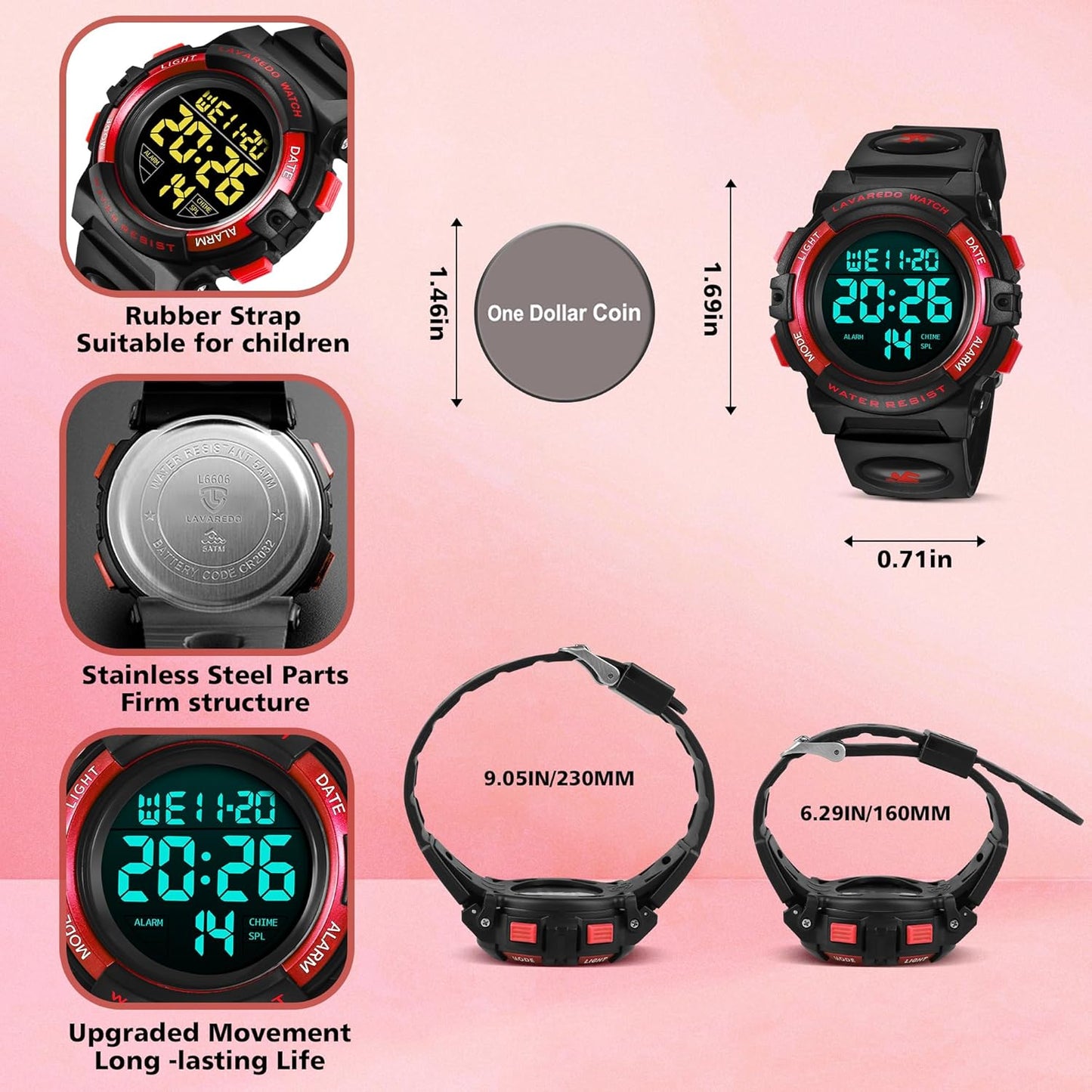 Kids Watch,Boys Watch for 3-15 Year Old Boys,Digital Sport Outdoor Multifunctional Chronograph LED 50 M Waterproof Alarm Calendar Analog Watch for Children with Silicone Band,Kids Gift