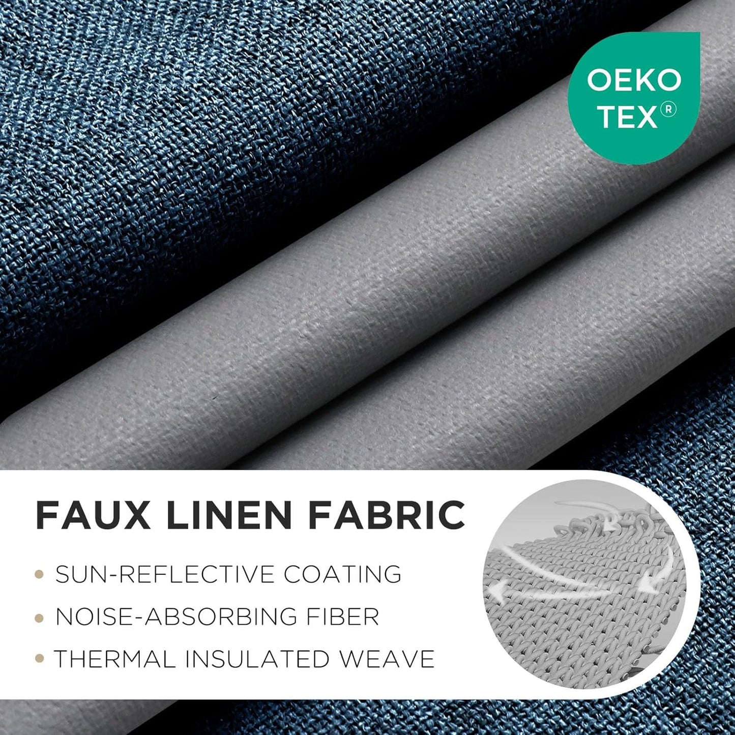 Joydeco Blackout Curtains 63 Inches Long 2 Panels Burg, Room Darkening Curtains for Bedroom, 100% Black Out Textured Thermal Drapes Privacy Protection 2 Panels Set(W52 x L63 Inch, Navy Blue)