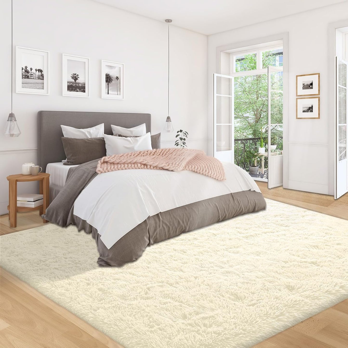 5x8 Area Rug for Living Room: Fluffy Shag Soft Washable Rugs Fuzzy Plush Indoor Carpet for Bedroom Nursery Playroom Dorm Kids Girls Boys Room (Cream White, 5'x8')