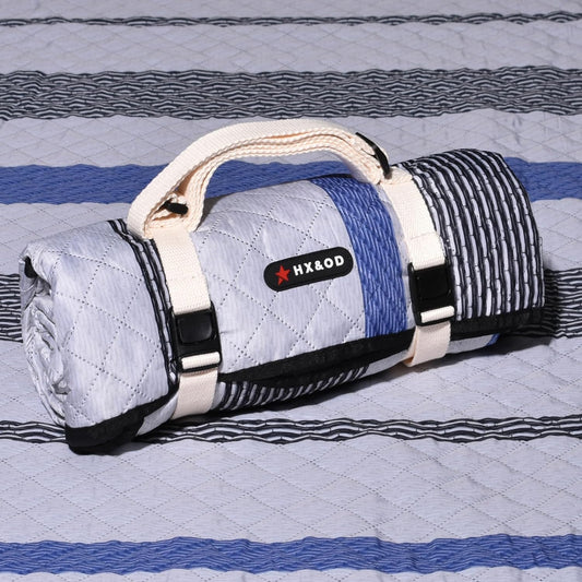 Waterproof Picnic Mat, Outdoor Camping Oversized Field Blanket. Portable Thickened Camping Blanket, Suitable for Beach, Camping, Music Festival, Party, Outdoor Adventure. (Black&Blue&White, 80”x60”)