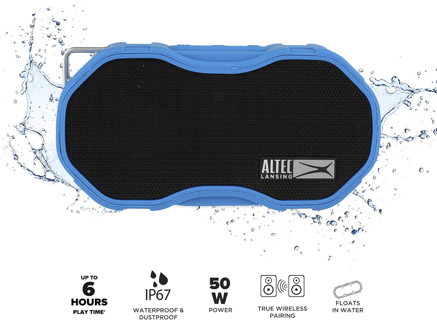Altec Lansing Baby Boom XL - Waterproof Bluetooth Speaker, Wireless & Portable Speaker for Travel & Outdoor Use, Deep Bass & Loud Sound, 1 Pack, Blue