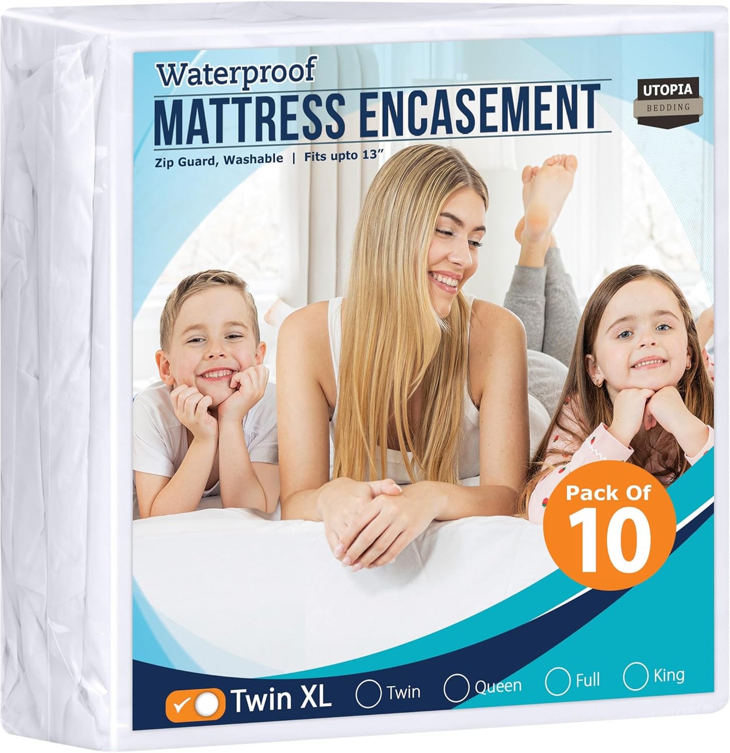 Utopia Bedding Zippered Mattress Encasement Twin XL Size (Pack of 10), 100% Waterproof, Dust Mite and Bed Bug Proof Mattress Protector, Absorbent 6-Sided Mattress Cover