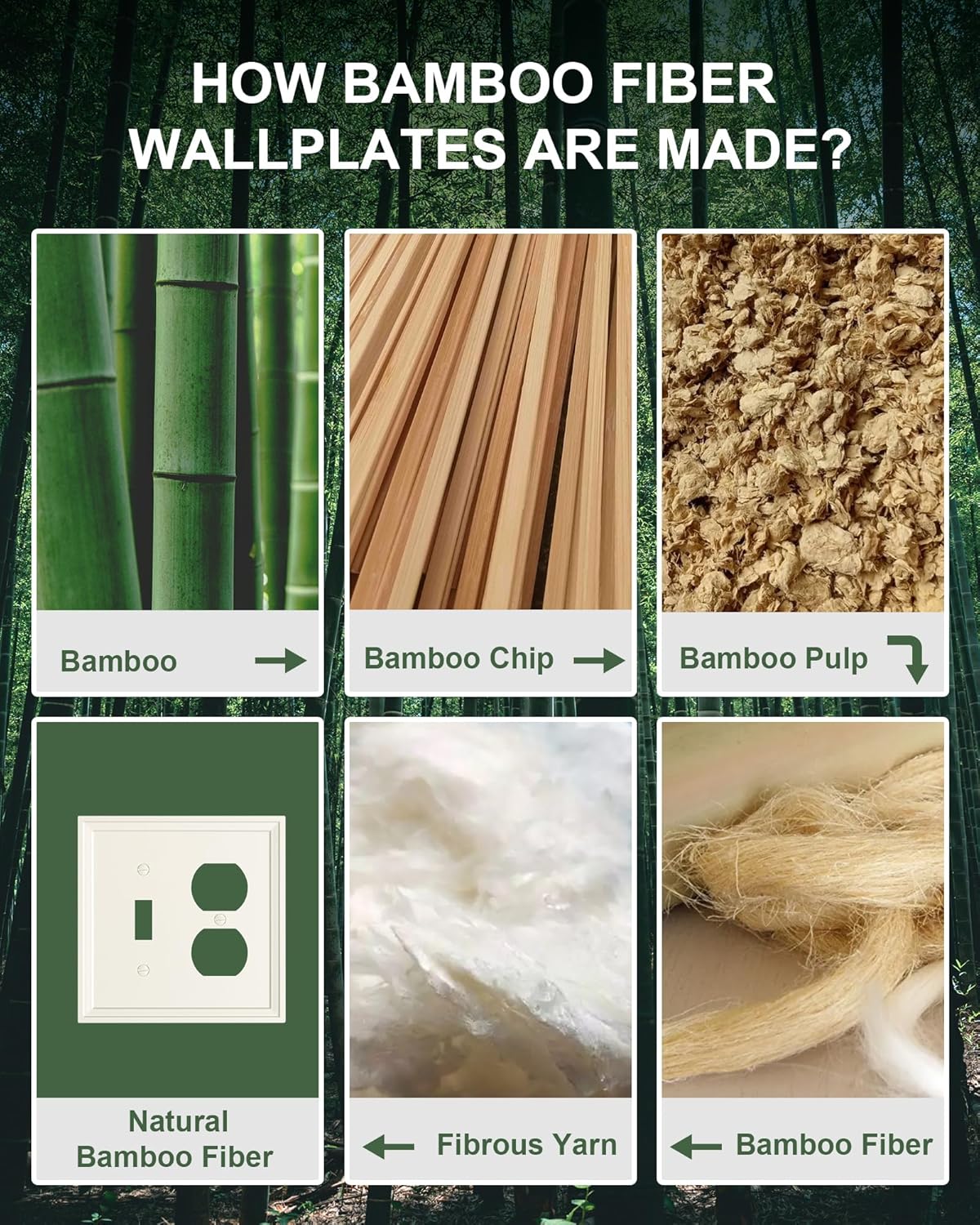 2-Pack Combo Toggle/Duplex Light Switch Cover Plate, Light Almond Wall Outlet Cover Plate, Natural Bamboo Fiber Decorative Wall Receptacle Cover for Electrical Outlets, Light Switch