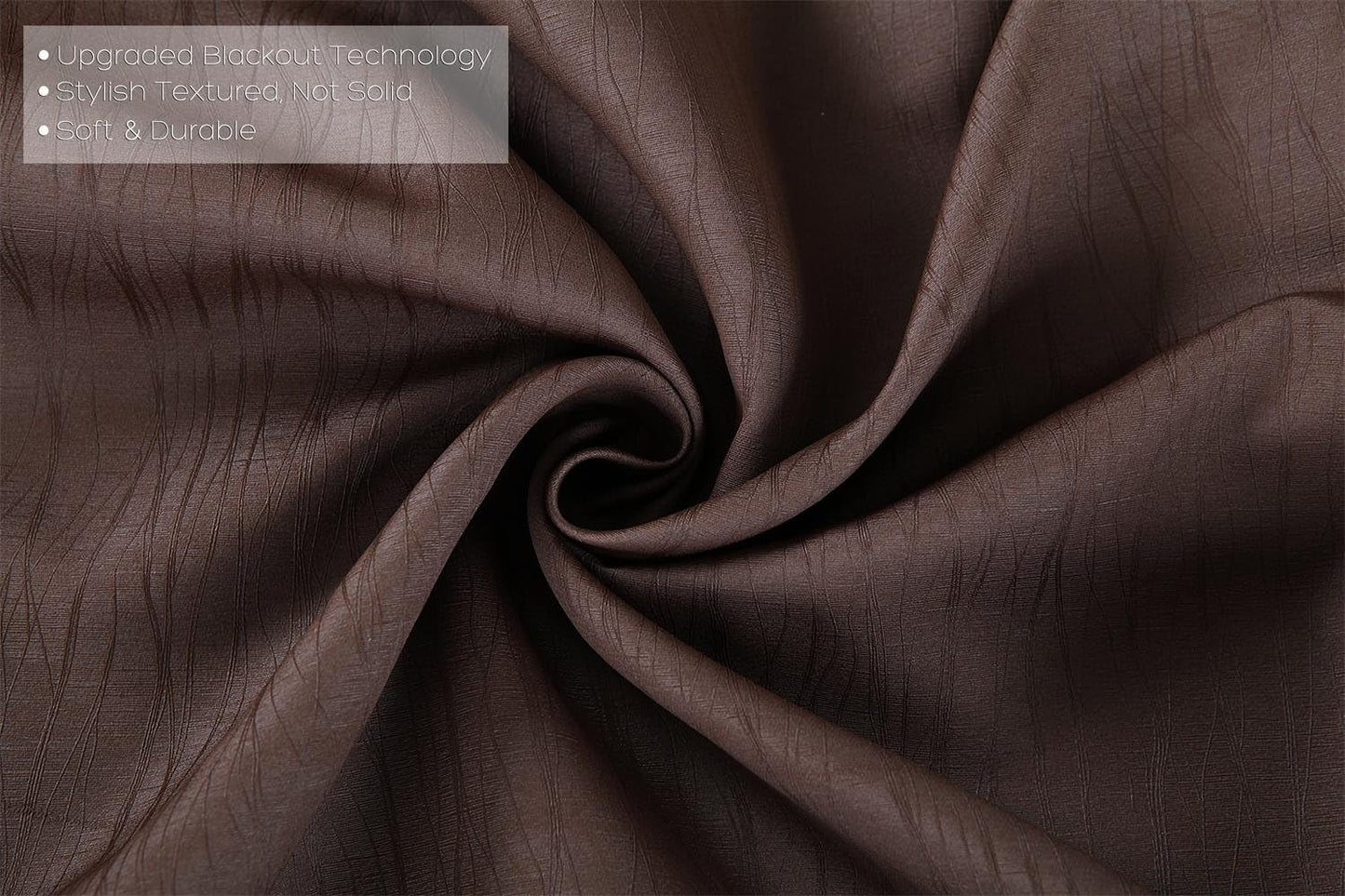MIUCO Room Darkening Textured Grommet Window Blackout Curtains 2 Panels for Bedroom 52x95 Inch Chocolate