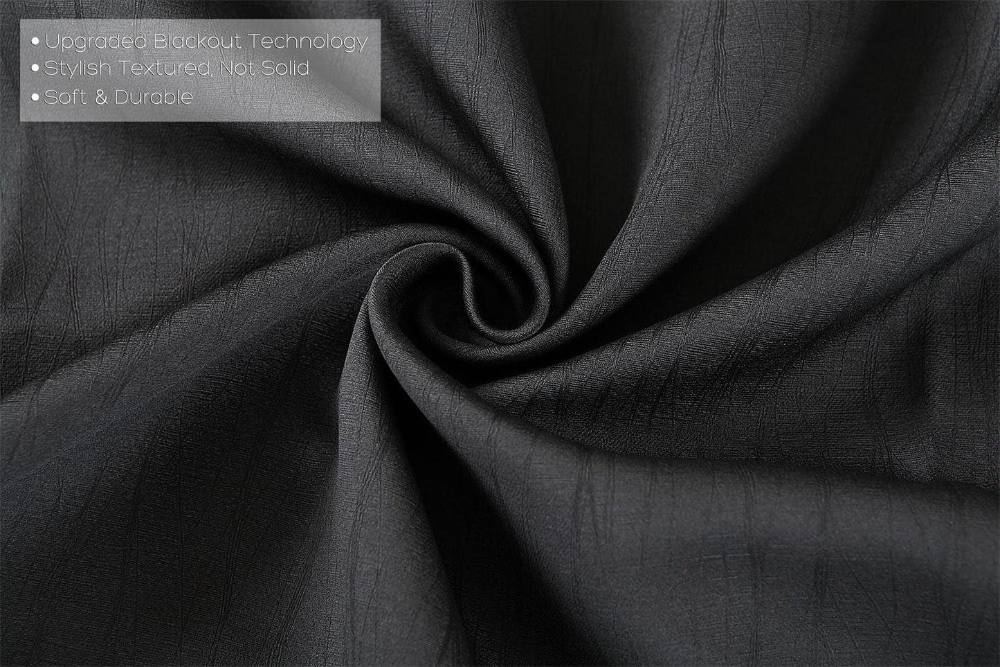 MIUCO Room Darkening Texture Thermal Insulated Blackout Curtains for Bedroom 1 Pair 52x63 Inch Black