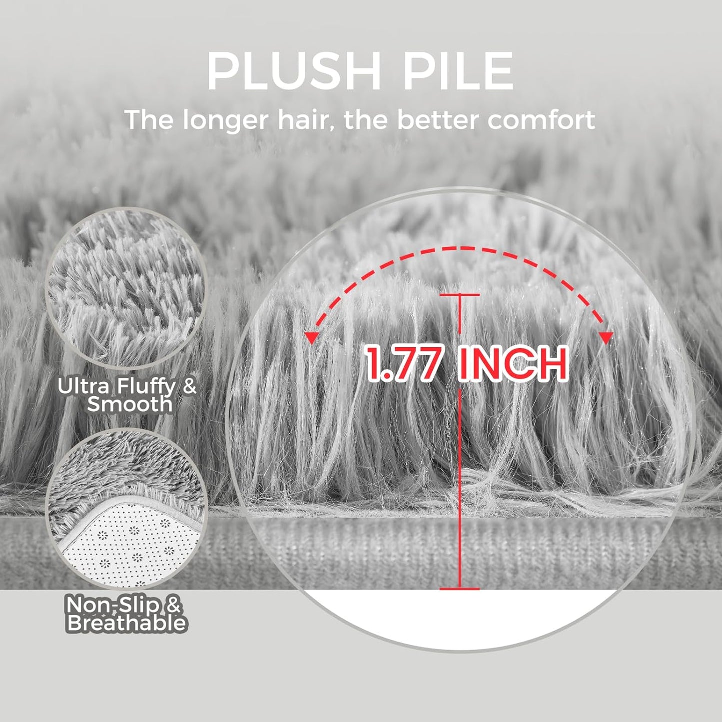 Rugs for Living Room 6x9 Light Grey, Large Big Fluffy Shag Fuzzy Plush Soft Carpet for Bedroom, Kids Home Decor Aesthetic, Nursery, Modern Shaggy Area Rug for Classroom Office, Anti-Skid