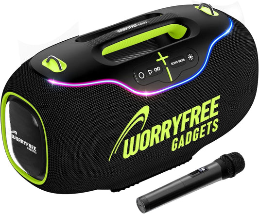 350W Wireless Bluetooth Speaker, RGB Lights, Mic with EQ & Volume Control, 10M Range (Black-A80)