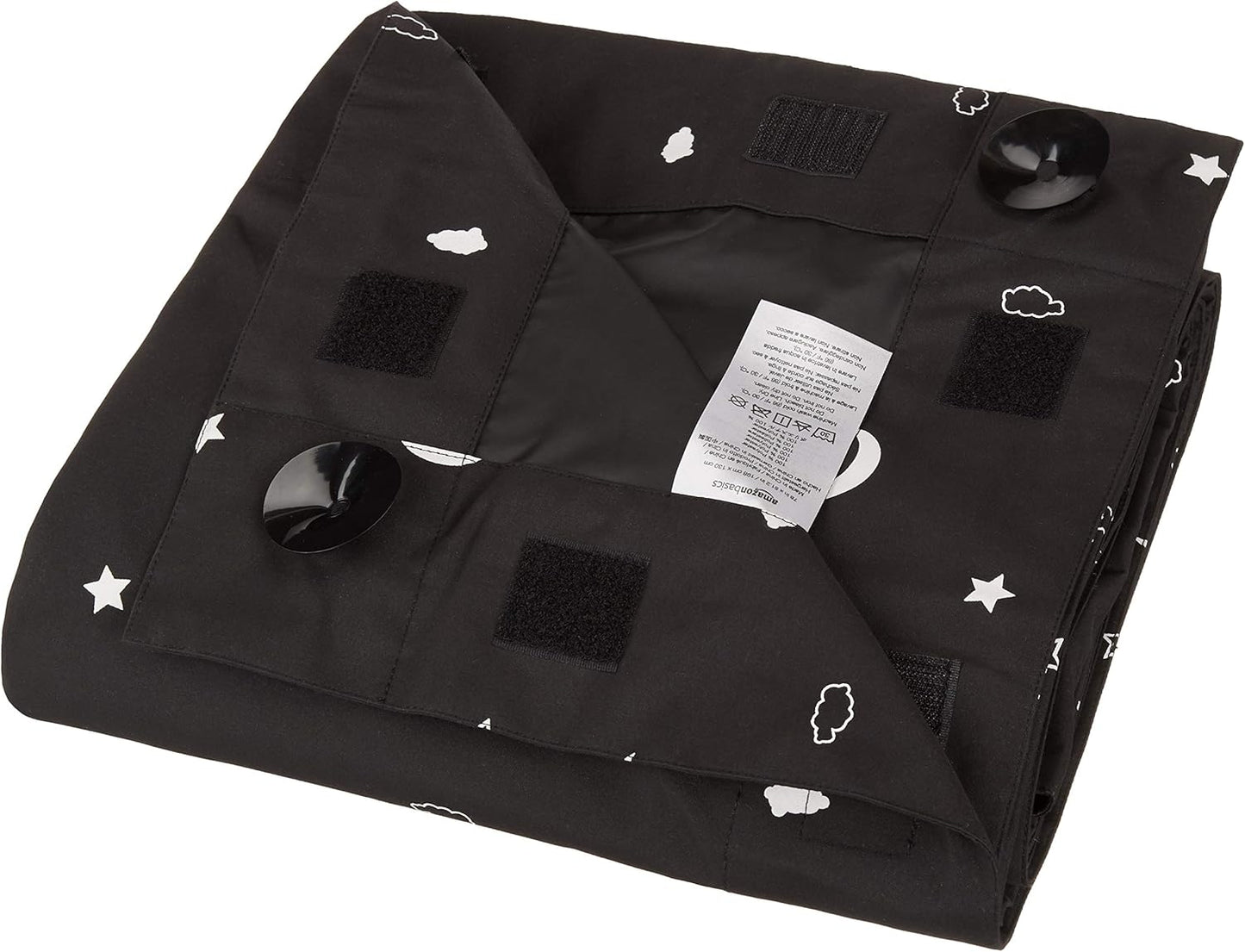 Amazon Basics Portable Blackout Curtain Shade with Suction Cups, 50" W x 78"L, 2-Pack, Moon and Stars